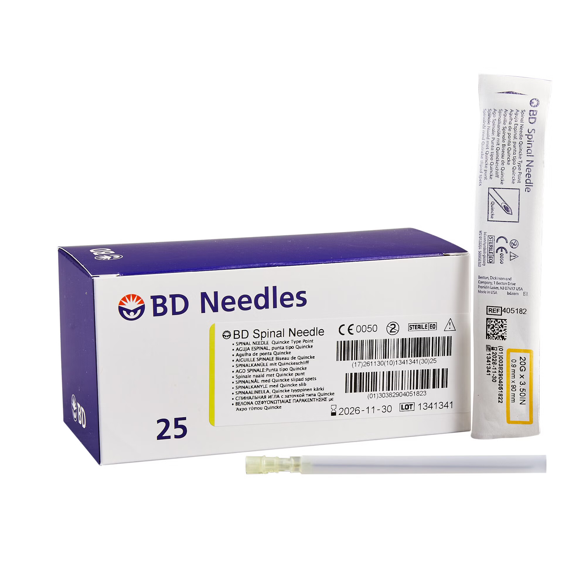 BD - 405182 Spinal Needle BD™ Quincke Style 20 Gauge 3-1/2 Inch Length Sterile