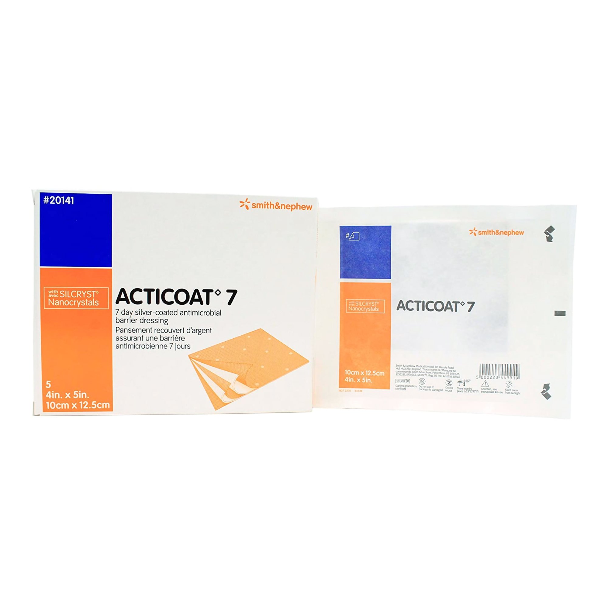 Smith & Nephew 20141 - Acticoat 7 Silver Dressing, 4 x 5 Inch - 1/Each, 5/Pack, 30/Case