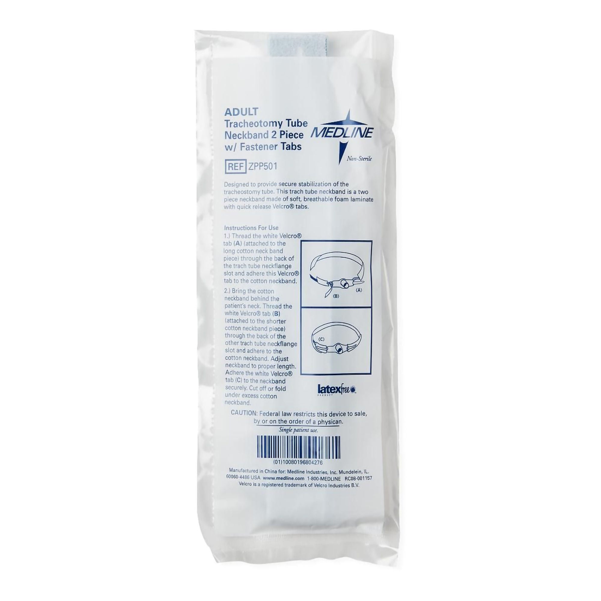 Medline - ZPP501 Tracheostomy Tube Holder Medline 18-1/4 Inch Length Pediatric / Adult