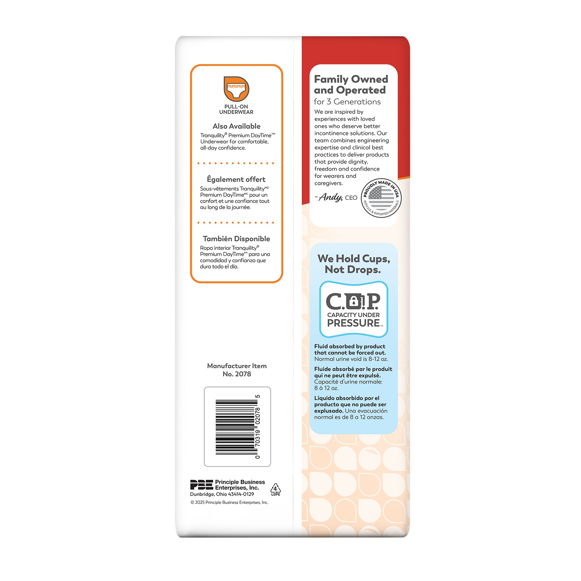 Principle Business Enterprises - 2078 Tranquility® Moderate Incontinence Liner