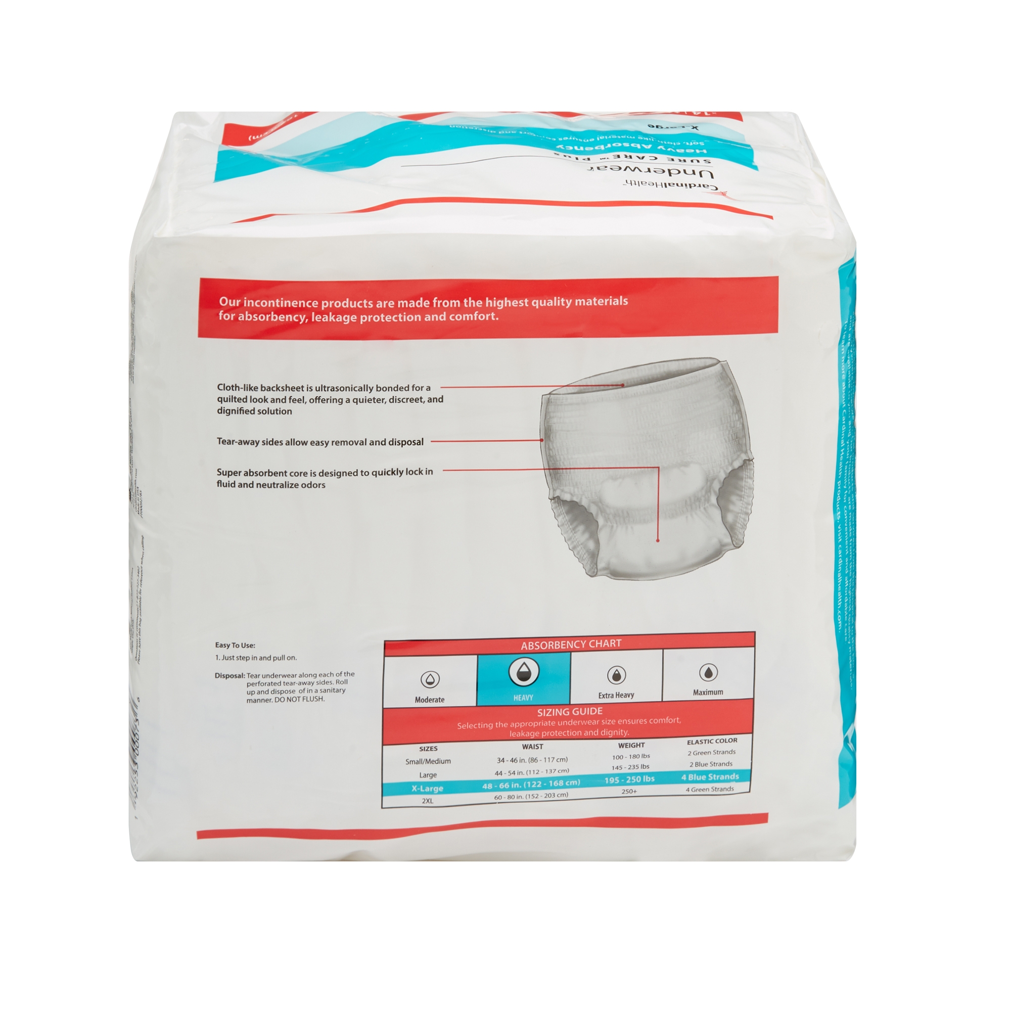 Cardinal 1625 - Sure Care™ Plus Heavy Absorbent Underwear, Extra Large - 14/Bag, 56/Case