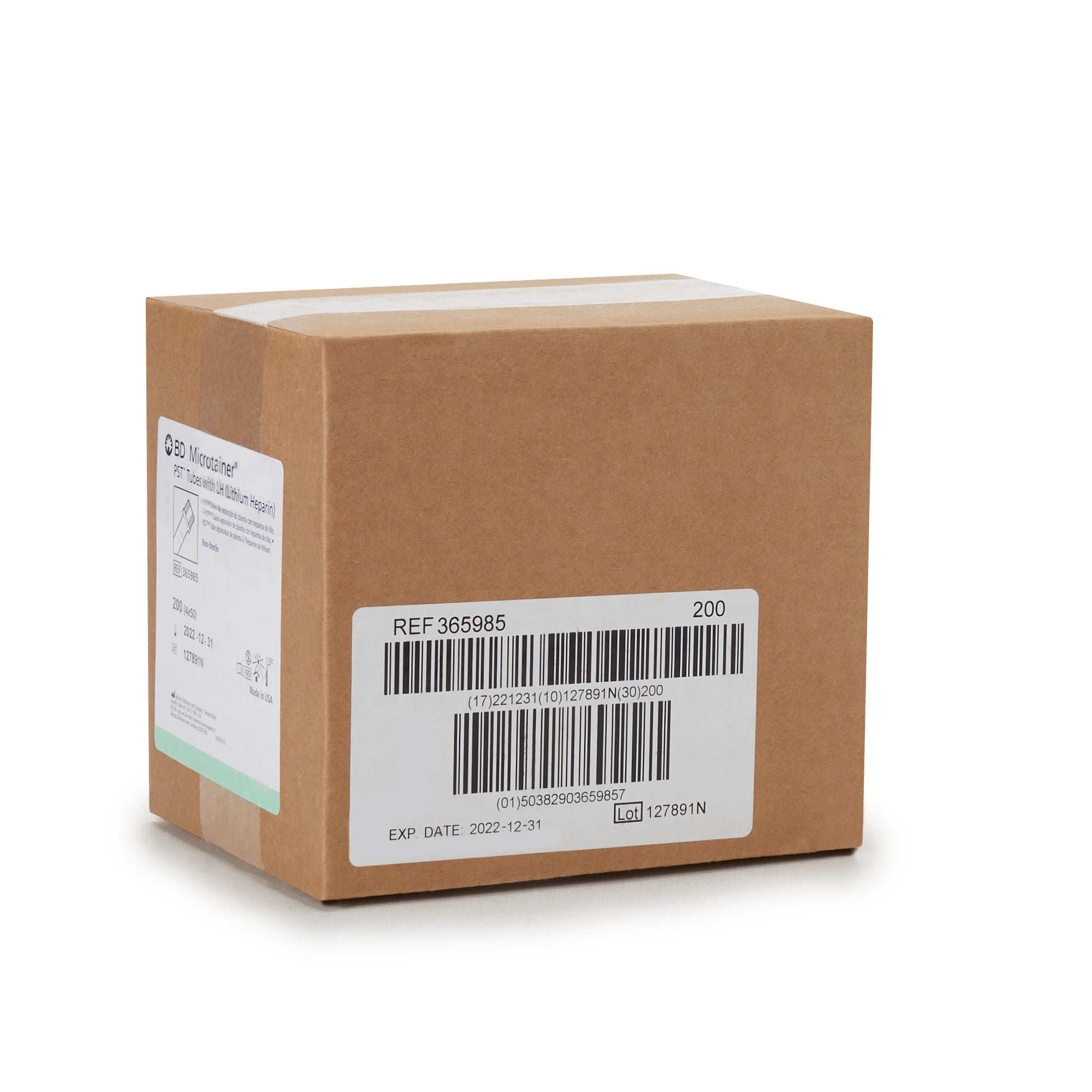 BD - 365985 BD Microtainer® Capillary Blood Collection Tube Lithium Heparin / Separator Gel Additive 400 µL to 600 µL BD Microgard™ Closure Plastic Tube