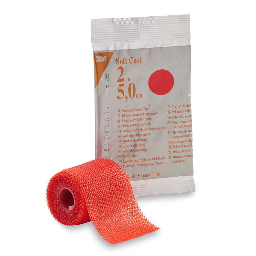 Solventum Corporation - 82102R Cast Tape 3M™ Scotchcast™ Soft Cast Semi-Rigid 2 Inch X 12 Foot Fiberglass Red