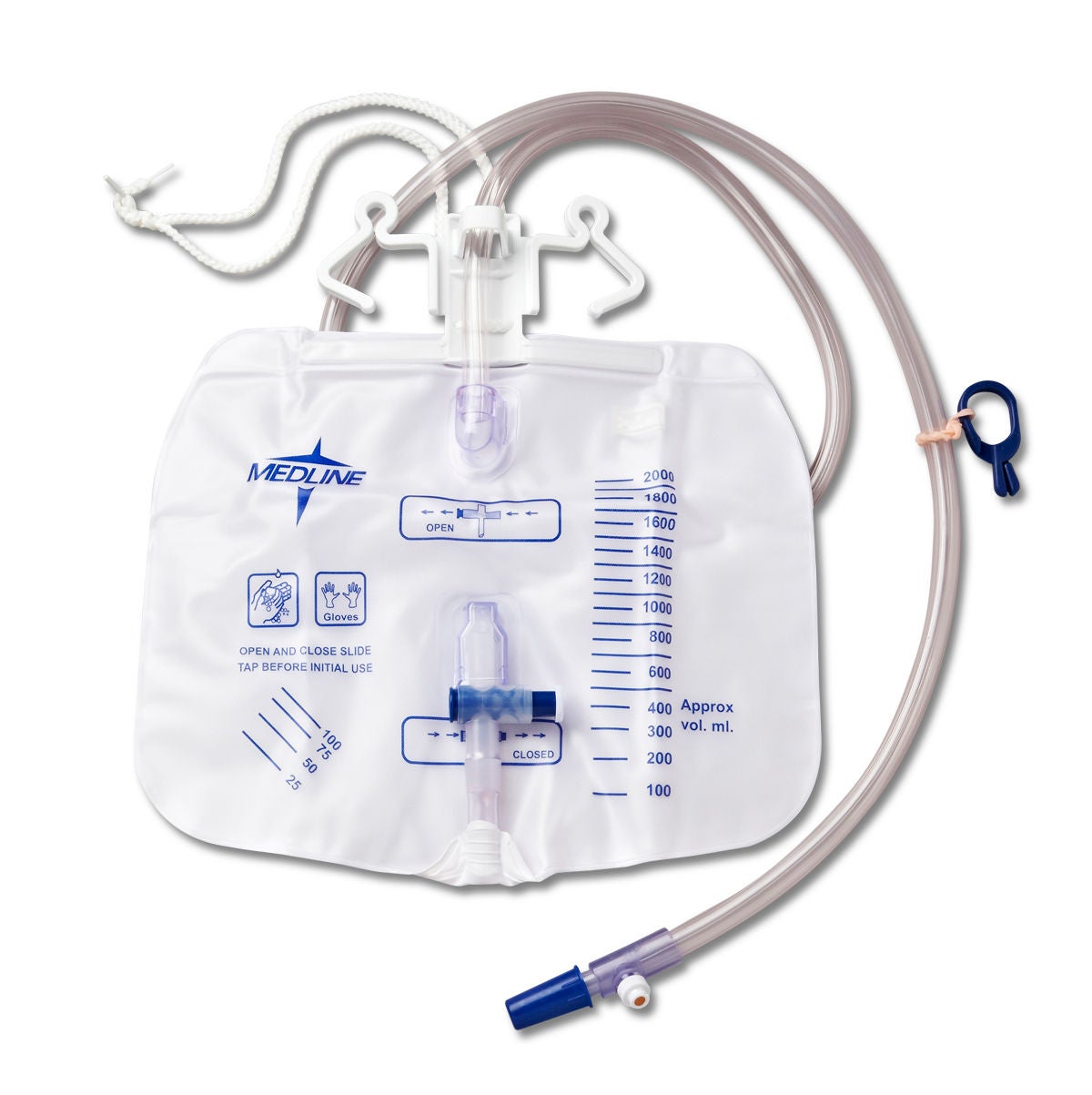Medline - DYND15207 Urinary Drain Bag Medline® Anti-Reflux Valve Sterile 2,000 mL Vinyl