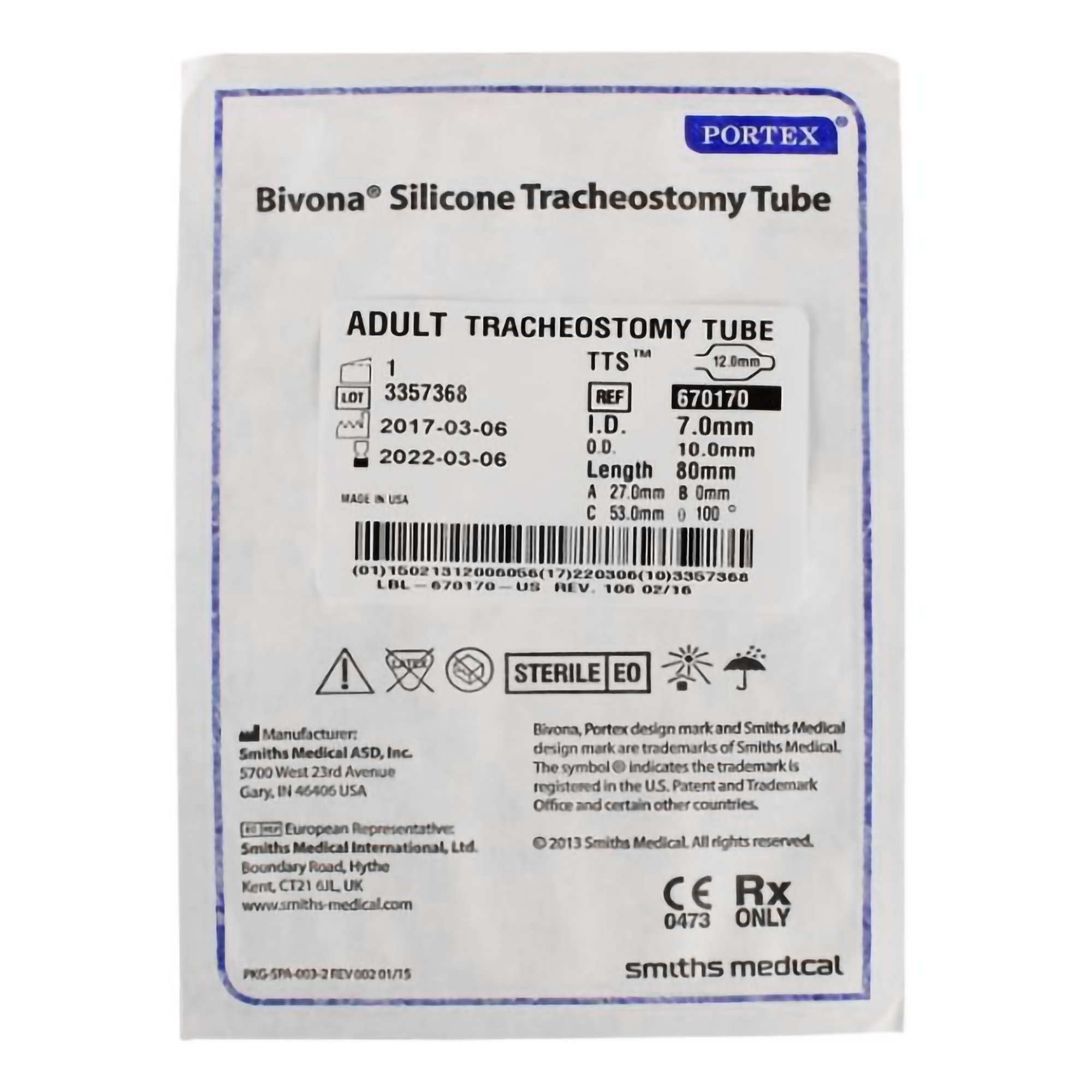 ICU Medical FKA Smiths Medical - 670170 Bivona® TTS™ Tracheostomy Tube