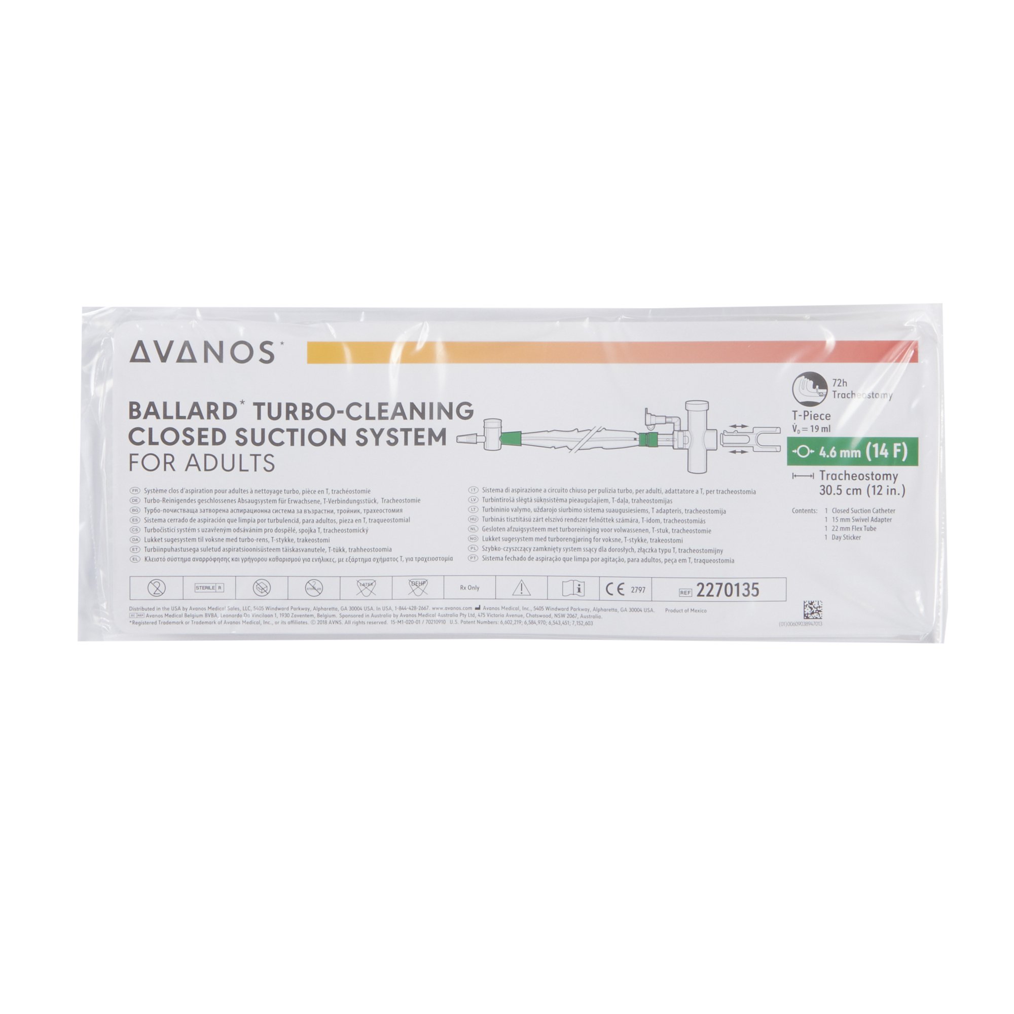 Sun Med - 2270135 Halyard Ballard® Turbo-Cleaning Closed Suction Catheter