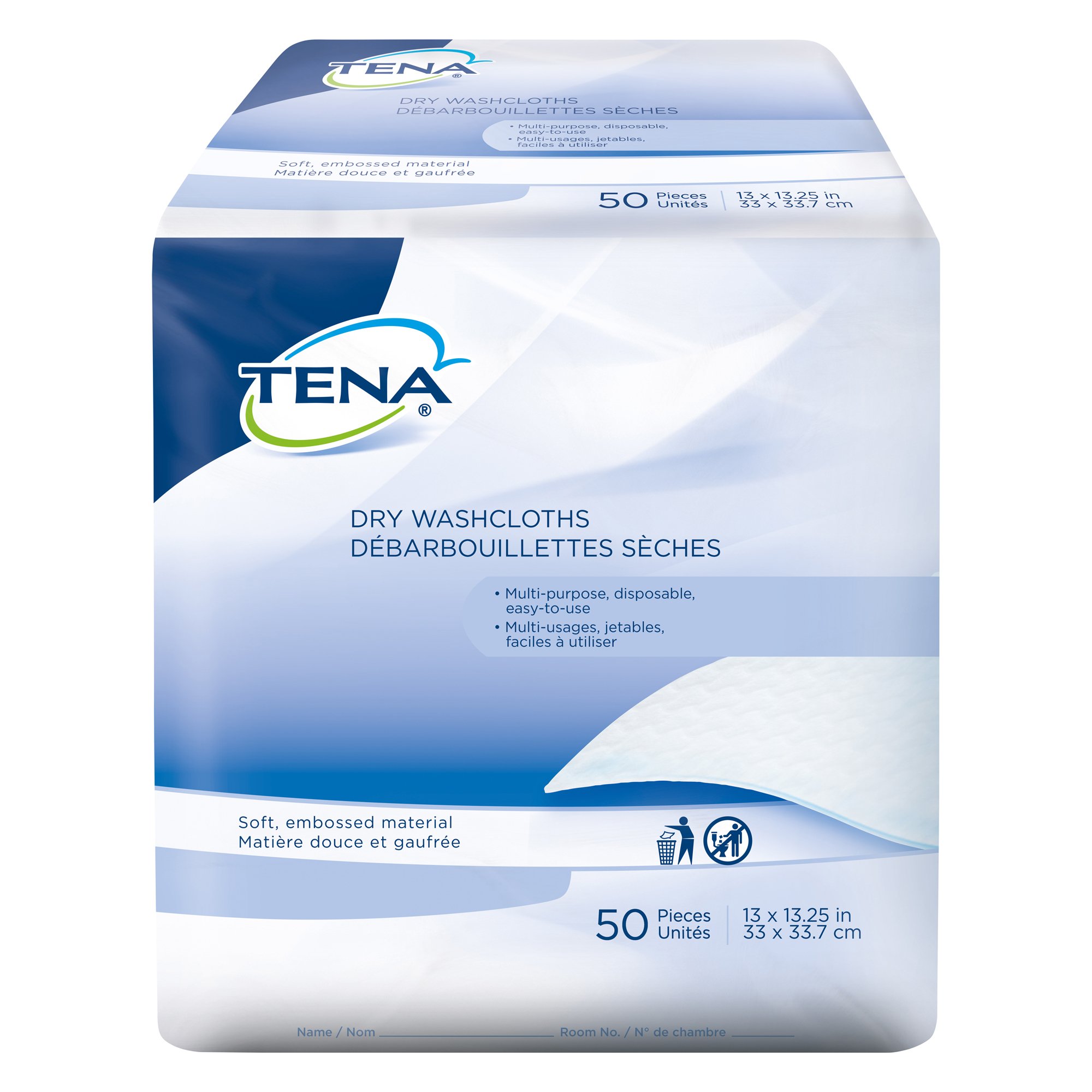 Essity HMS North America Inc 74500 - Tena® Dry Washcloths, Disposable - 1/Bag, 16/Case