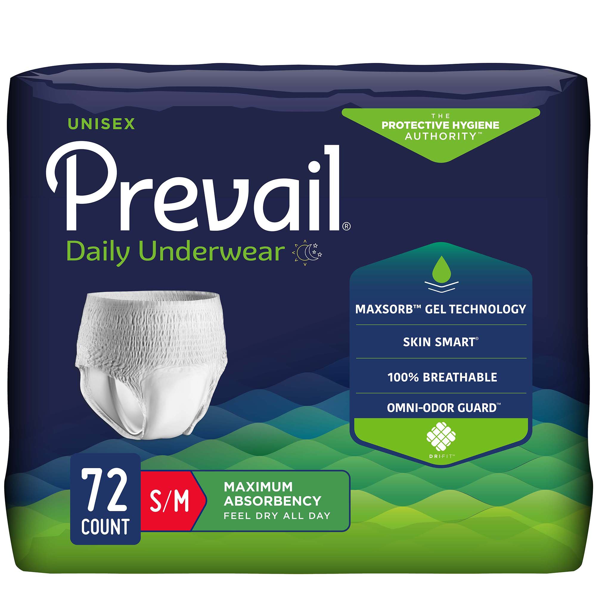 First Quality Products LLC PVS-512 - Prevail® Maximum Absorbent Underwear, Small / Medium - 18/Pack, 72/Case