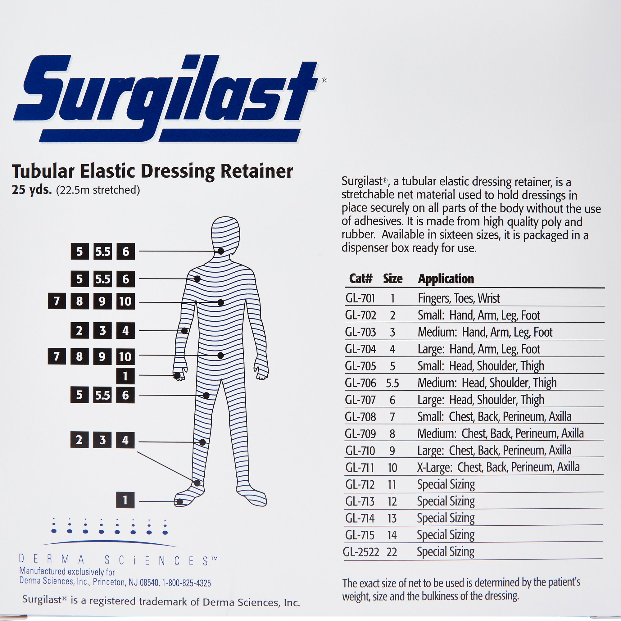 Gentell GL704 - Surgilast® Elastic Net Retainer Dressing, Size 4, 25 Yard - 1/Roll, 1/Box