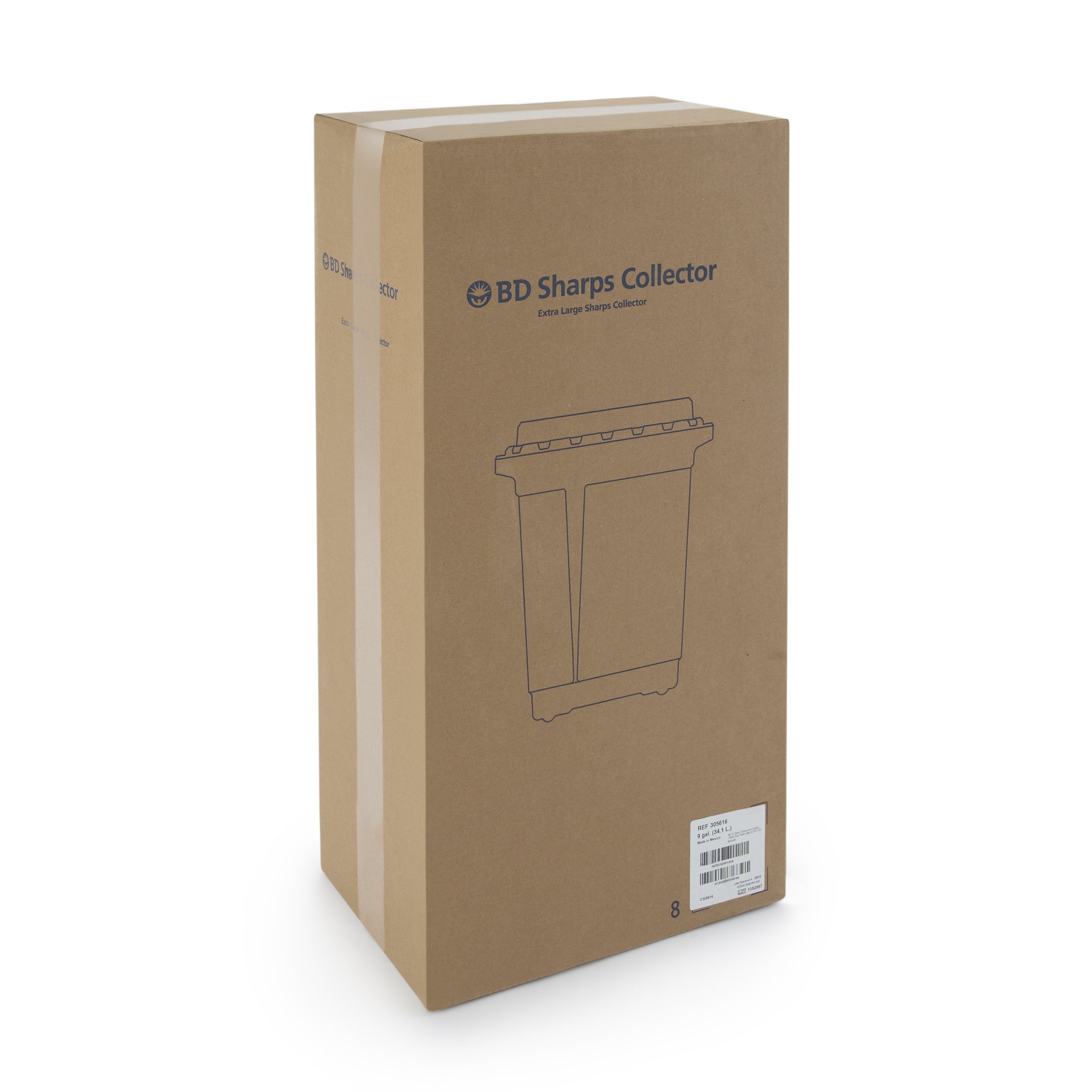 BD 305616 - BD Multi-purpose Sharps Container, 9 Gallon, 18-1/2 x 17-3/4 x 11-3/4 Inch - 1/Each, 8/Case