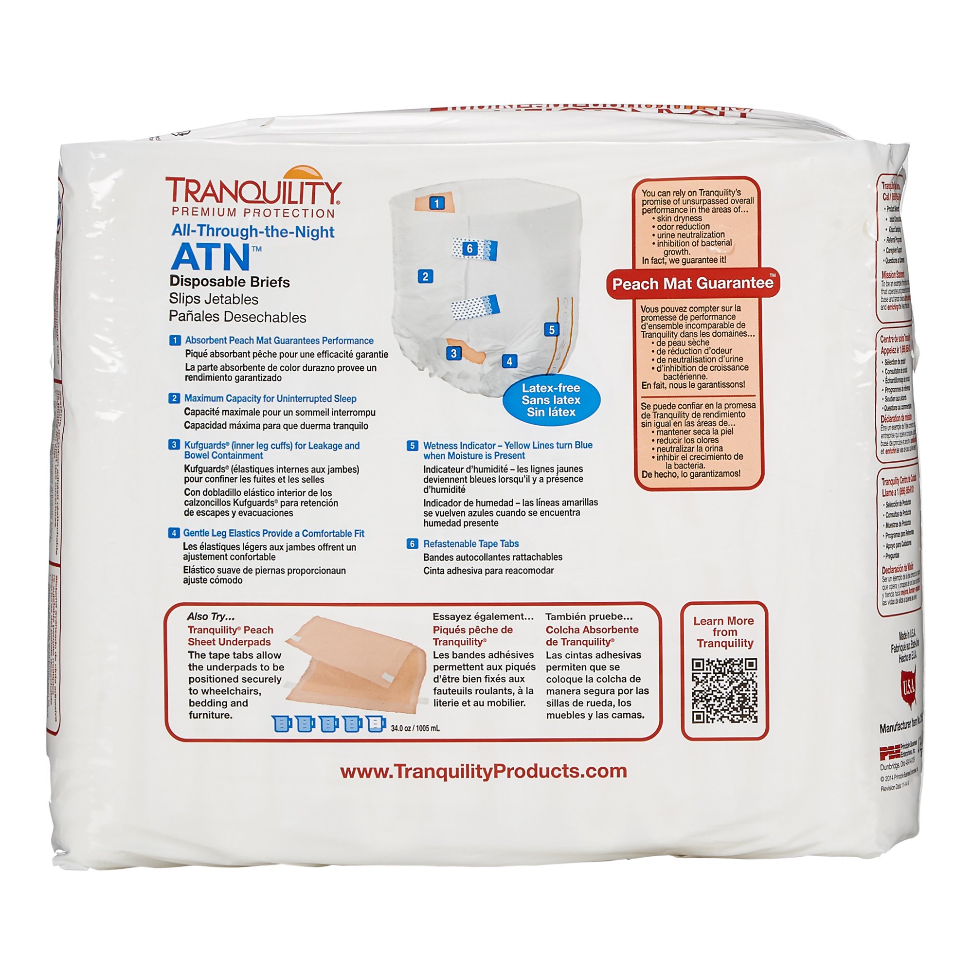 Principle Business Enterprises 2185 - Tranquility® ATN Maximum Protection Incontinence Brief, Medium - 12/Bag, 96/Case