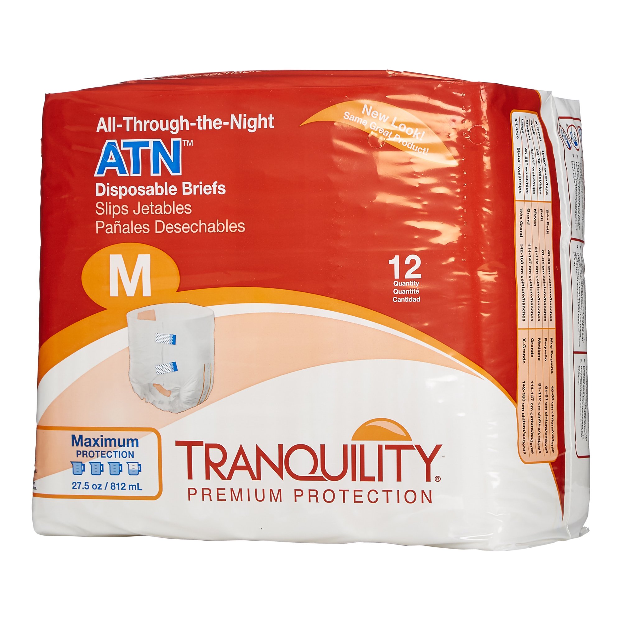 Principle Business Enterprises 2185 - Tranquility® ATN Maximum Protection Incontinence Brief, Medium - 12/Bag, 96/Case