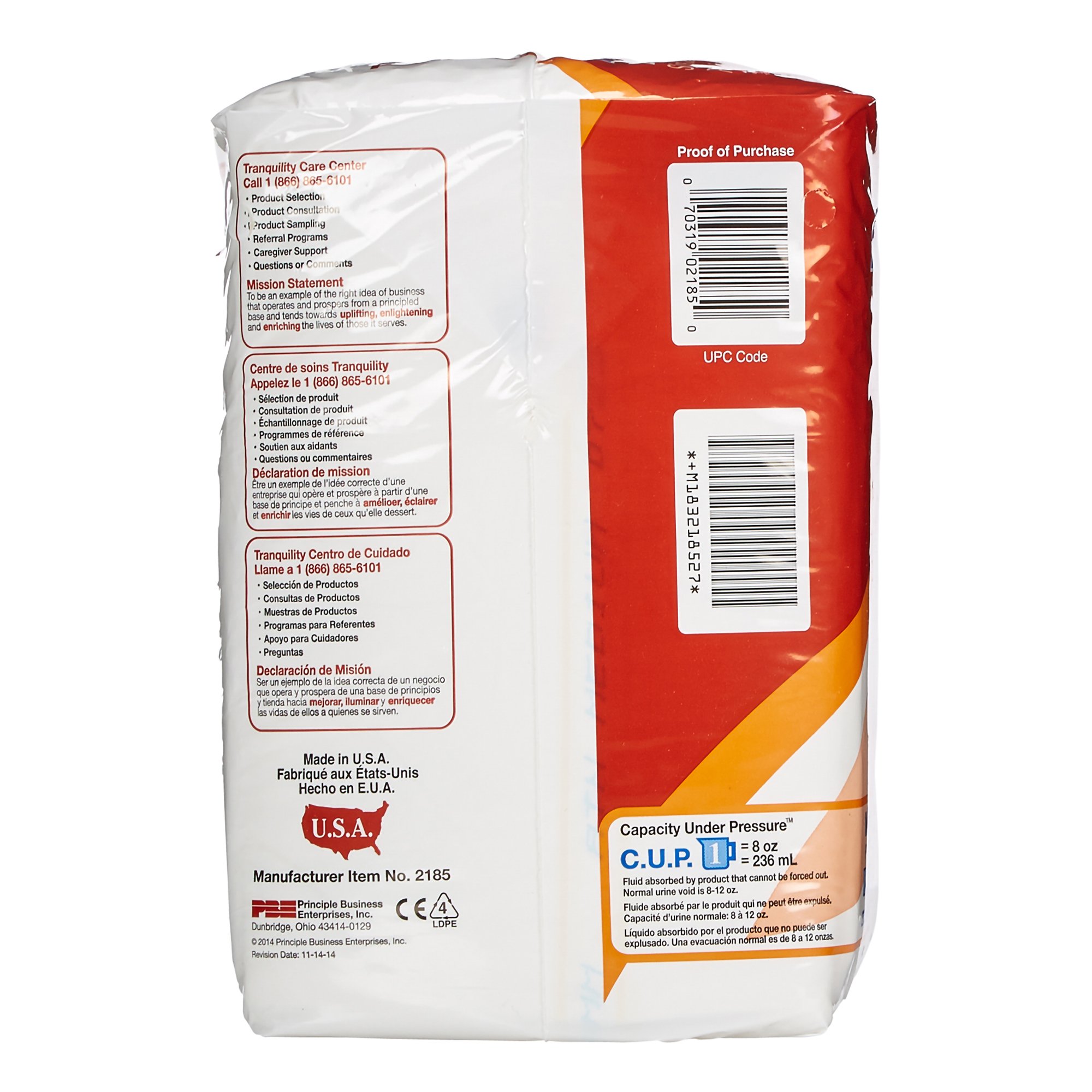 Principle Business Enterprises 2185 - Tranquility® ATN Maximum Protection Incontinence Brief, Medium - 12/Bag, 96/Case