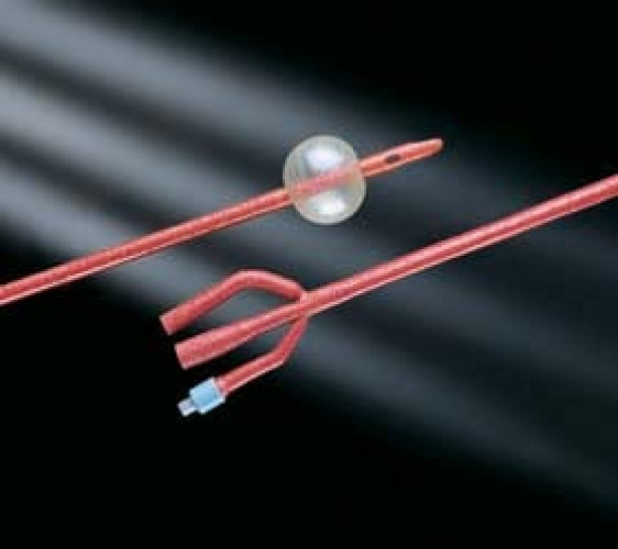 Bard - 1857SI18 Foley Catheter 3-Way Standard Tip 30 cc Balloon 18 Fr. Red Rubber