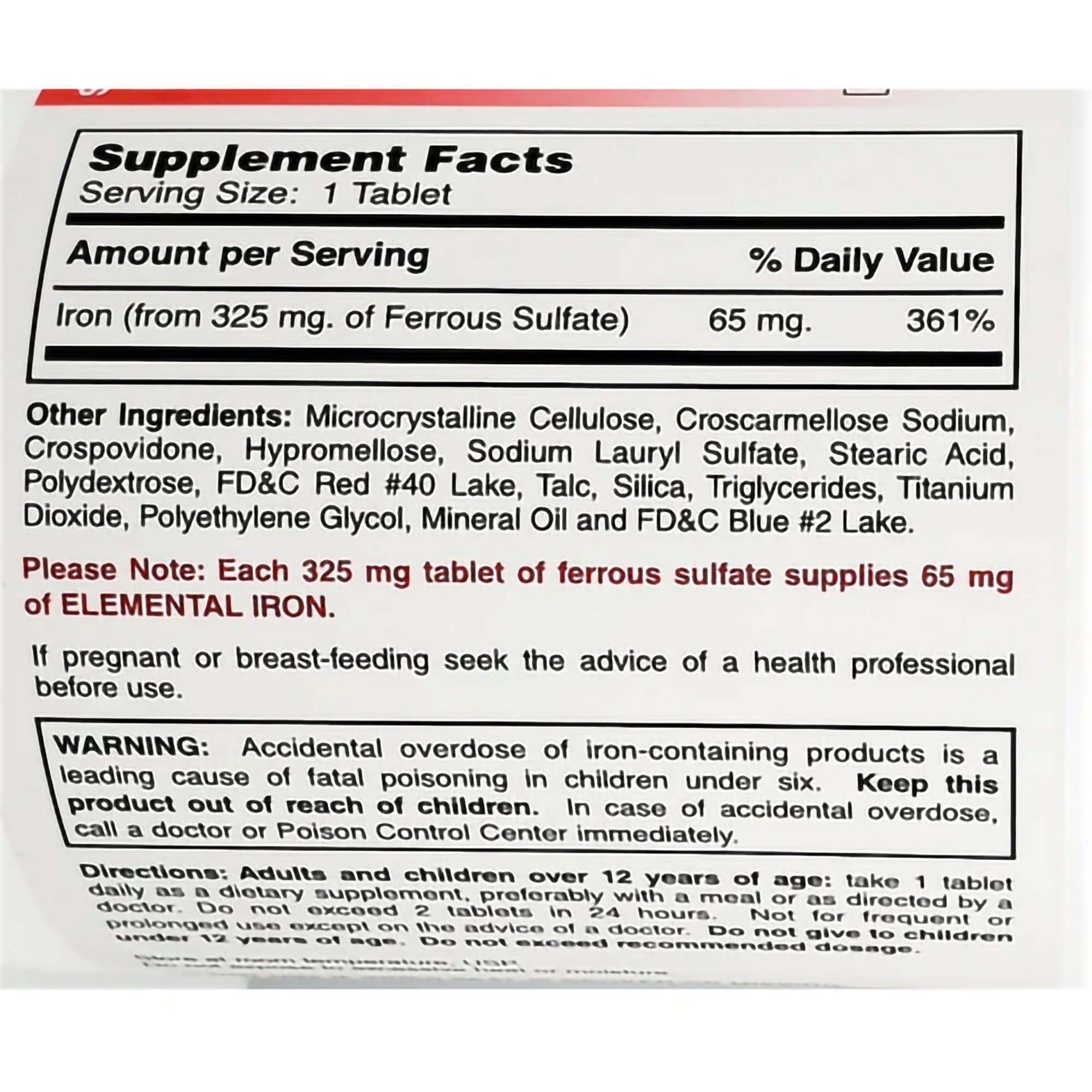 Major Pharmaceuticals 00904759080 - Major® FeroSul® Iron Mineral Supplement - 1/Bottle