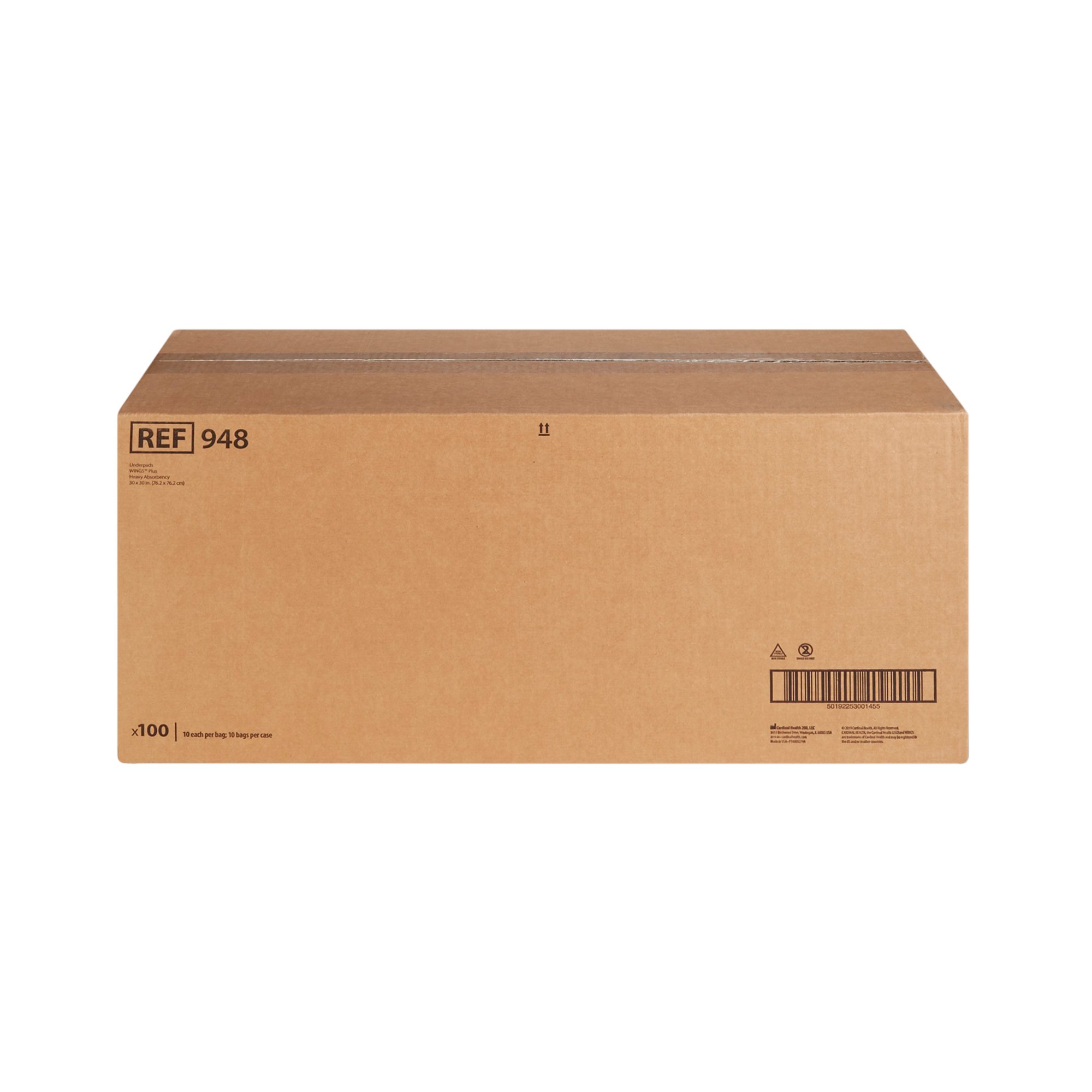 Cardinal 948 - Wings Plus Underpads, Disposable, Heavy Absorbency, Beige, 30 X 30 Inch - 10/Bag, 100/Case