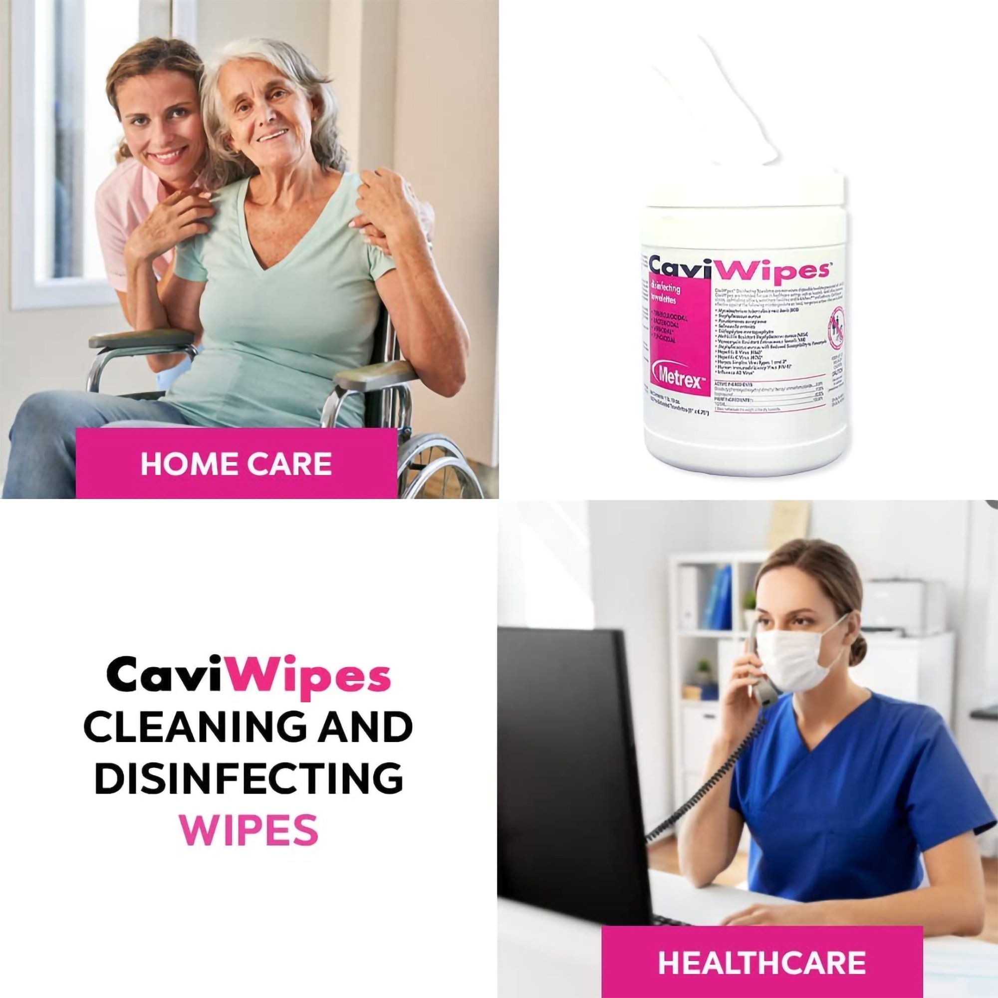 Metrex Research 13-1100 - Metrex CaviWipes Surface Disinfectant Alcohol-Based Wipes, Canister - 1/Each, 12/Case