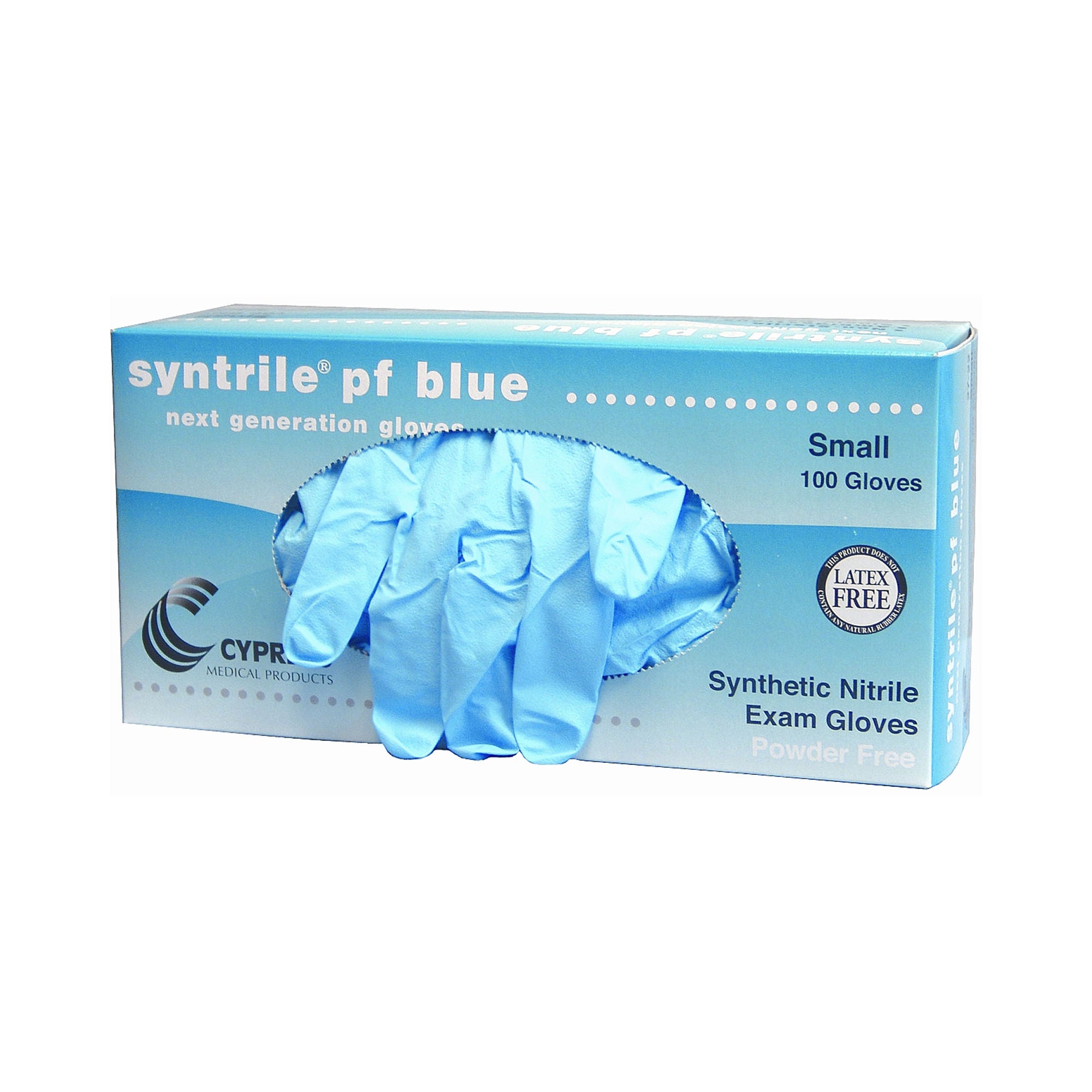 McKesson Brand - 27-22 Exam Glove Syntrile® pf Small 100 per Box NonSterile Nitrile Standard Cuff Length Fully Textured Blue Not Rated