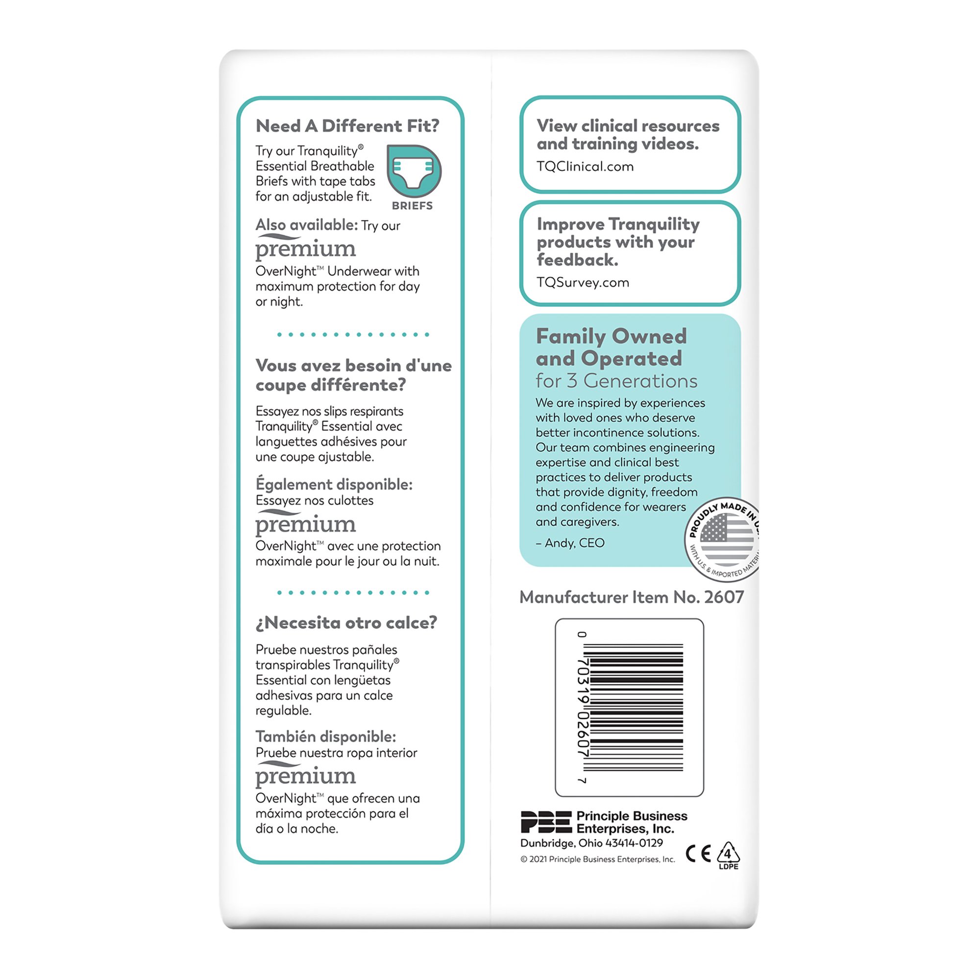 Principle Business Enterprises 2607 - Select® Heavy Protection Absorbent Underwear, Extra Large - 14/Bag, 56/Case