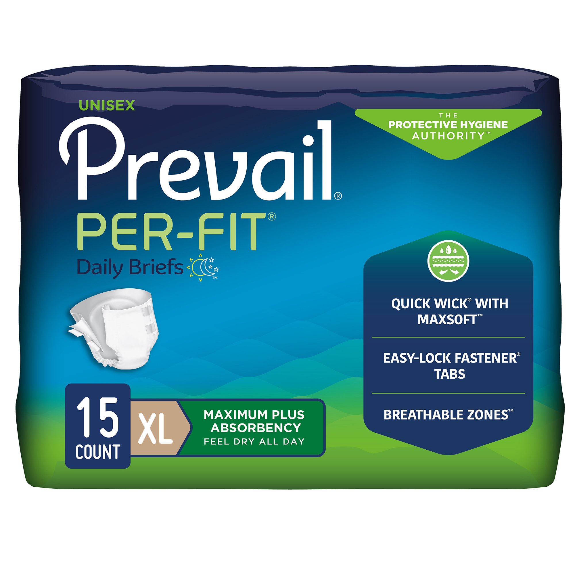 First Quality Products LLC PF-014-1 - Prevail® Per-Fit® Maximum Incontinence Brief, Extra Large - 15/Bag, 60/Case