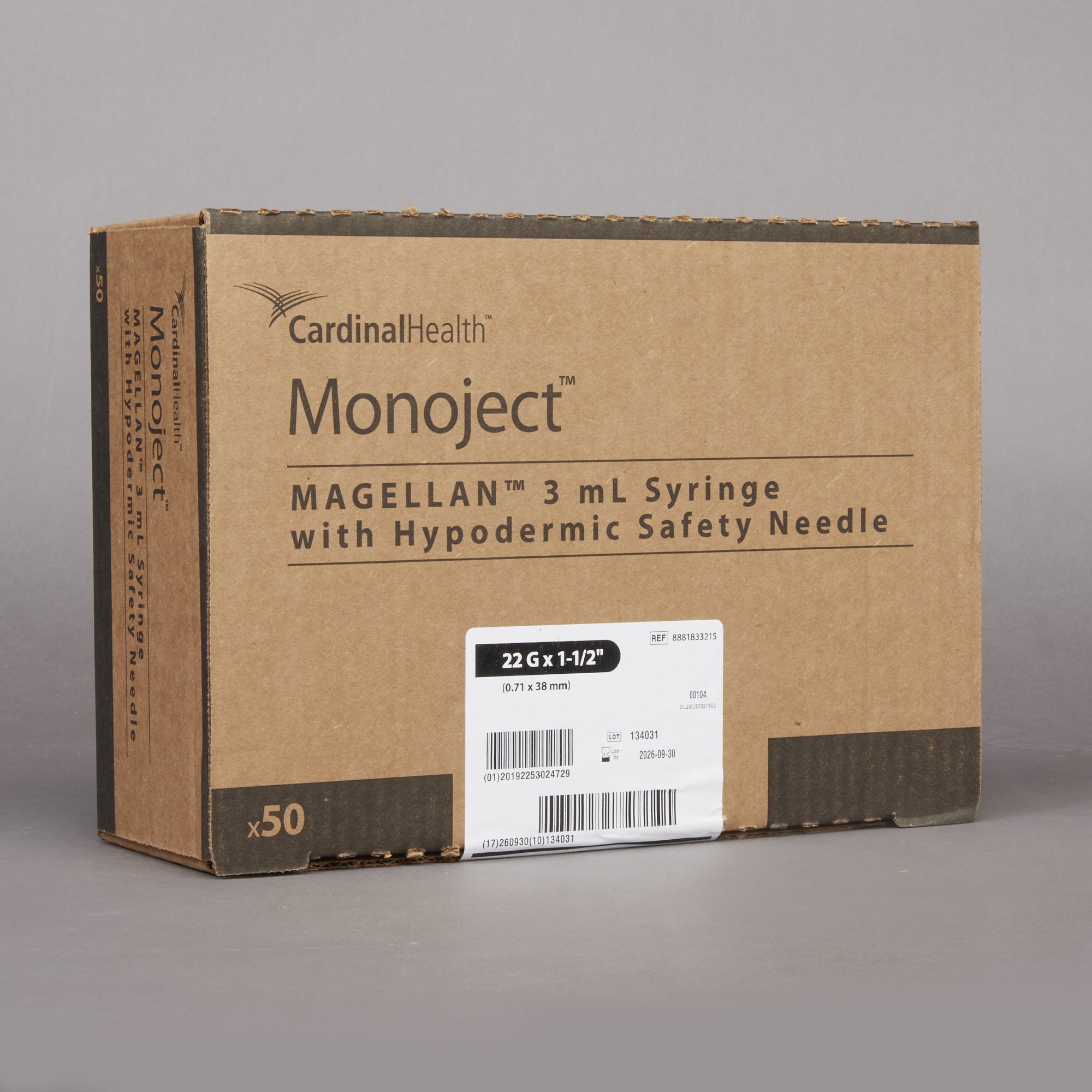 Cardinal 8881833215 - Magellan™ Syringe with Hypodermic Needle, 22 Gauge, 1-1/2 Inch Needle Length - 1/Each, 50/Box, 400/Case