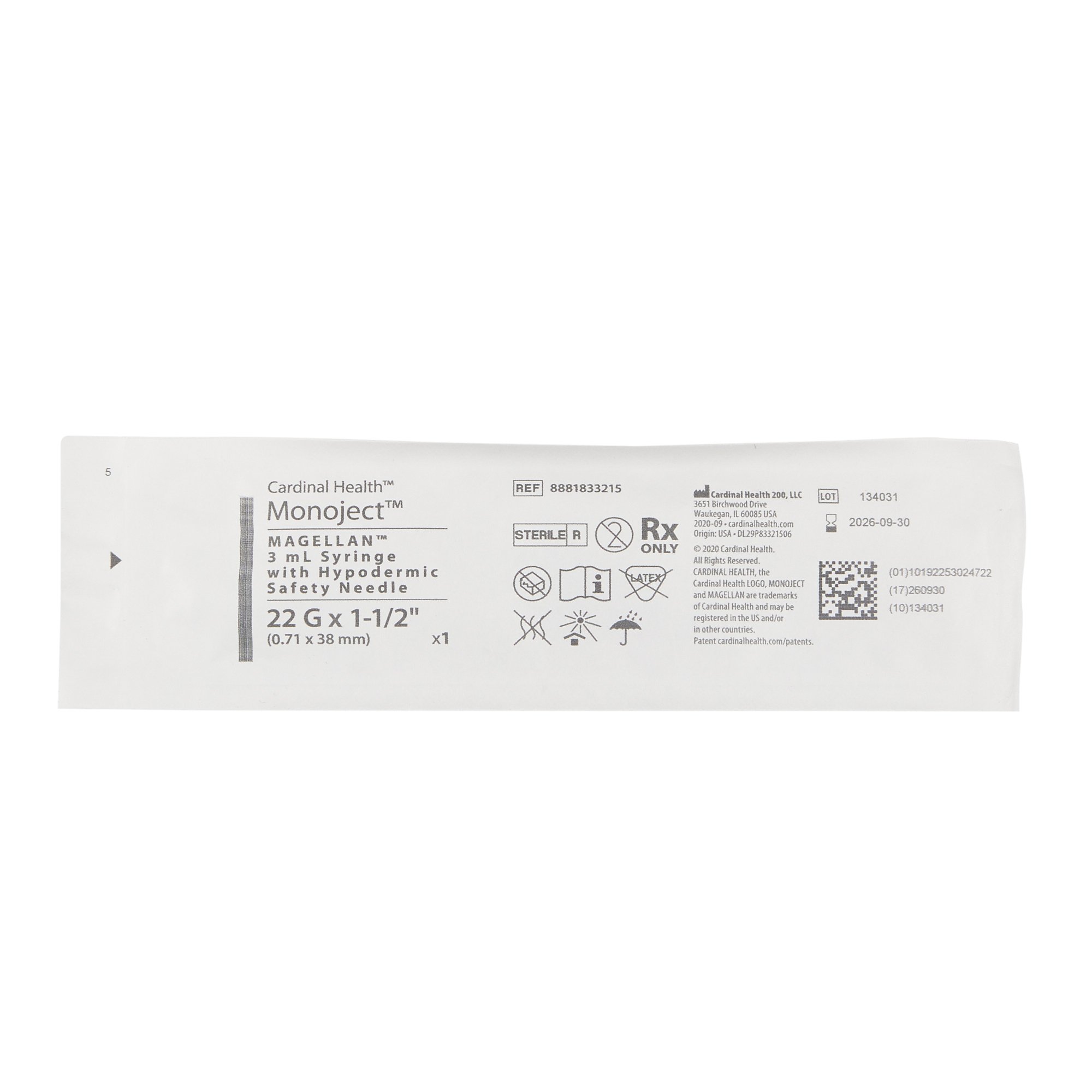 Cardinal - 8881833215 Magellan™ Syringe with Hypodermic Needle