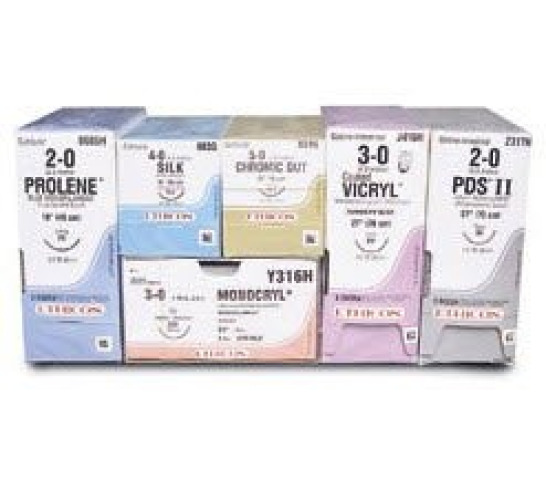 J & J Healthcare Systems - VCP864D Absorbable Antibacterial Suture with Needle Coated Vicryl™ Plus Polyglactin 910 SH 1/2 Circle Taper Point Needle Size 3-0 Braided