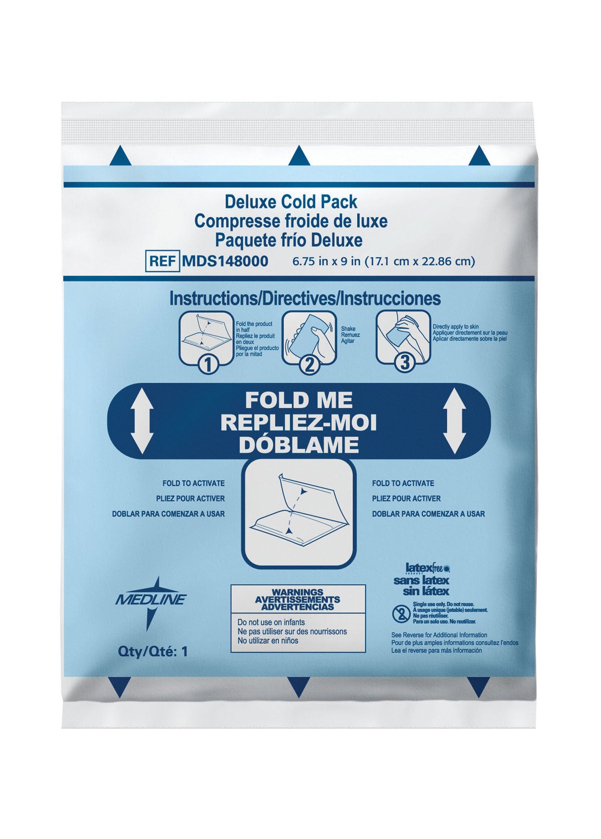 Medline - MDS148010 Instant Cold Pack with Cover Medline Deluxe General Purpose 5 X 7-1/2 Inch Poly Nylon / Paper Disposable