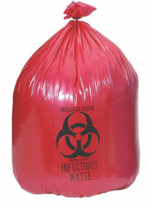 Medline - NON122424 Biohazard Waste Bag Medline Biohazard Symbol / Infectious Waste 10 gal. Red 24 X 24 Inch