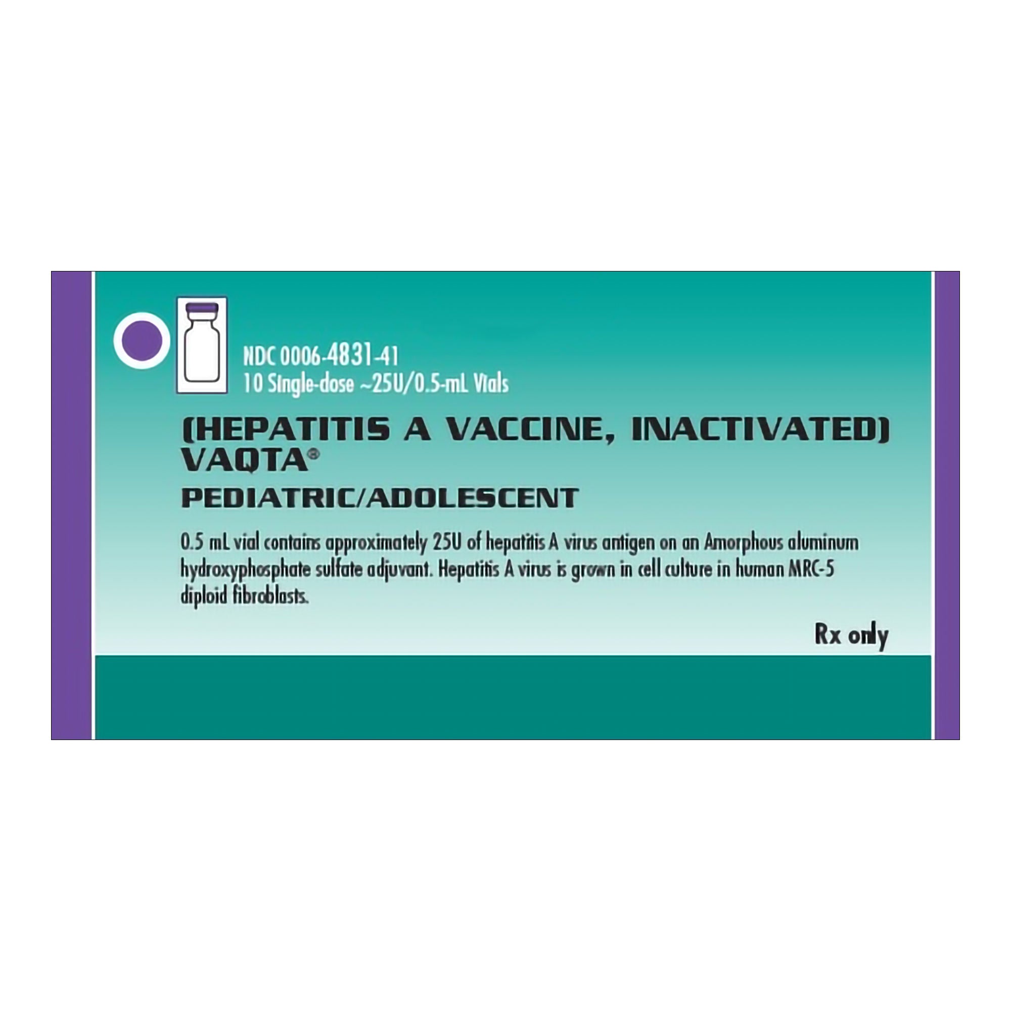 Merck - 00006483141 Vaqta® Hepatitis A Virus Vaccine, Preservative Free 25 Unit / 0.5 mL Injection 0.5 mL