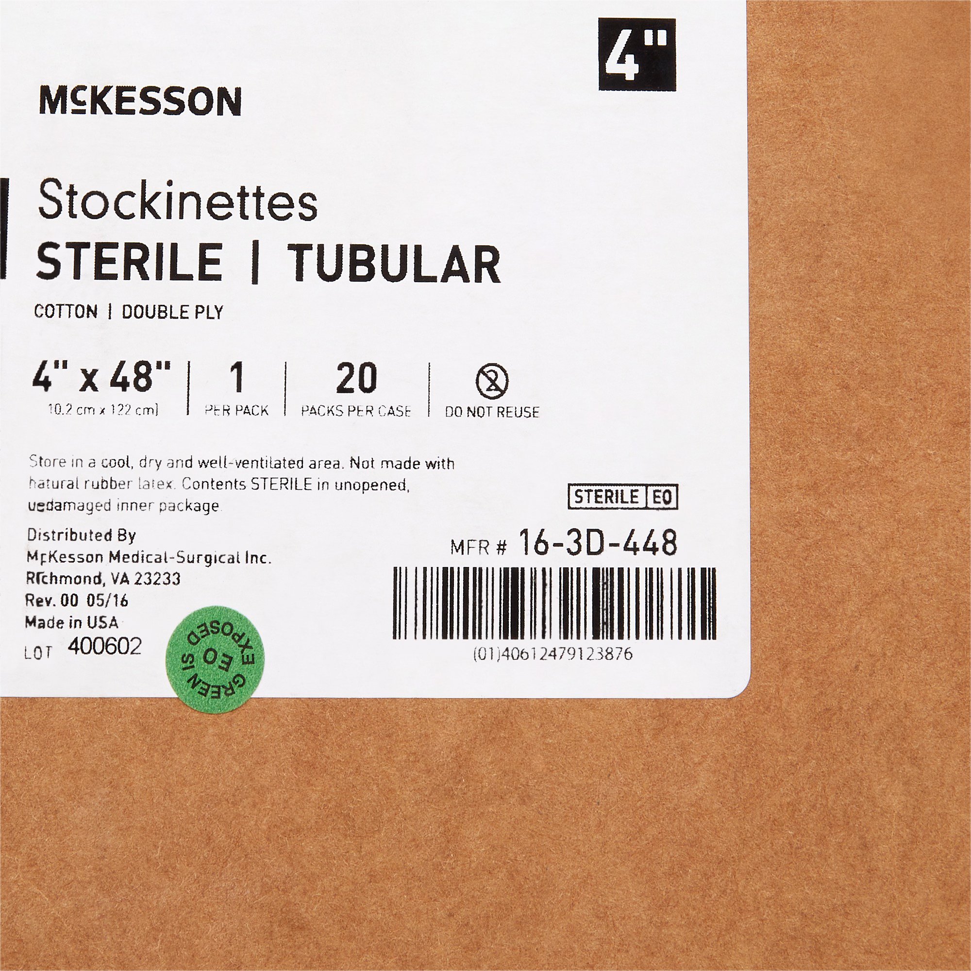 McKesson Brand 16-3D-448 - McKesson Beige Cotton Tubular Stockinette, 4 x 48 Inch - 1/Each, 20/Case