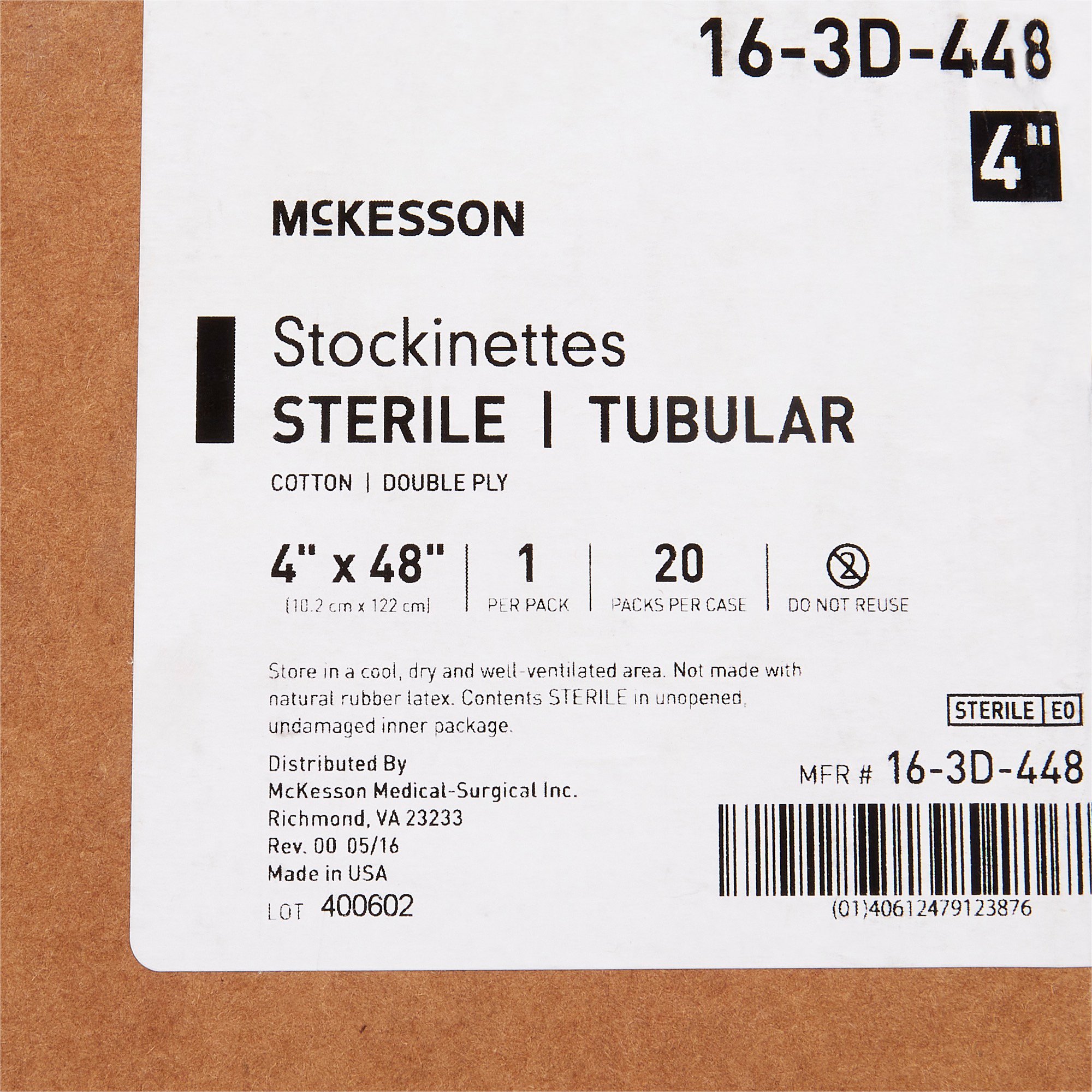 McKesson Brand 16-3D-448 - McKesson Beige Cotton Tubular Stockinette, 4 x 48 Inch - 1/Each, 20/Case