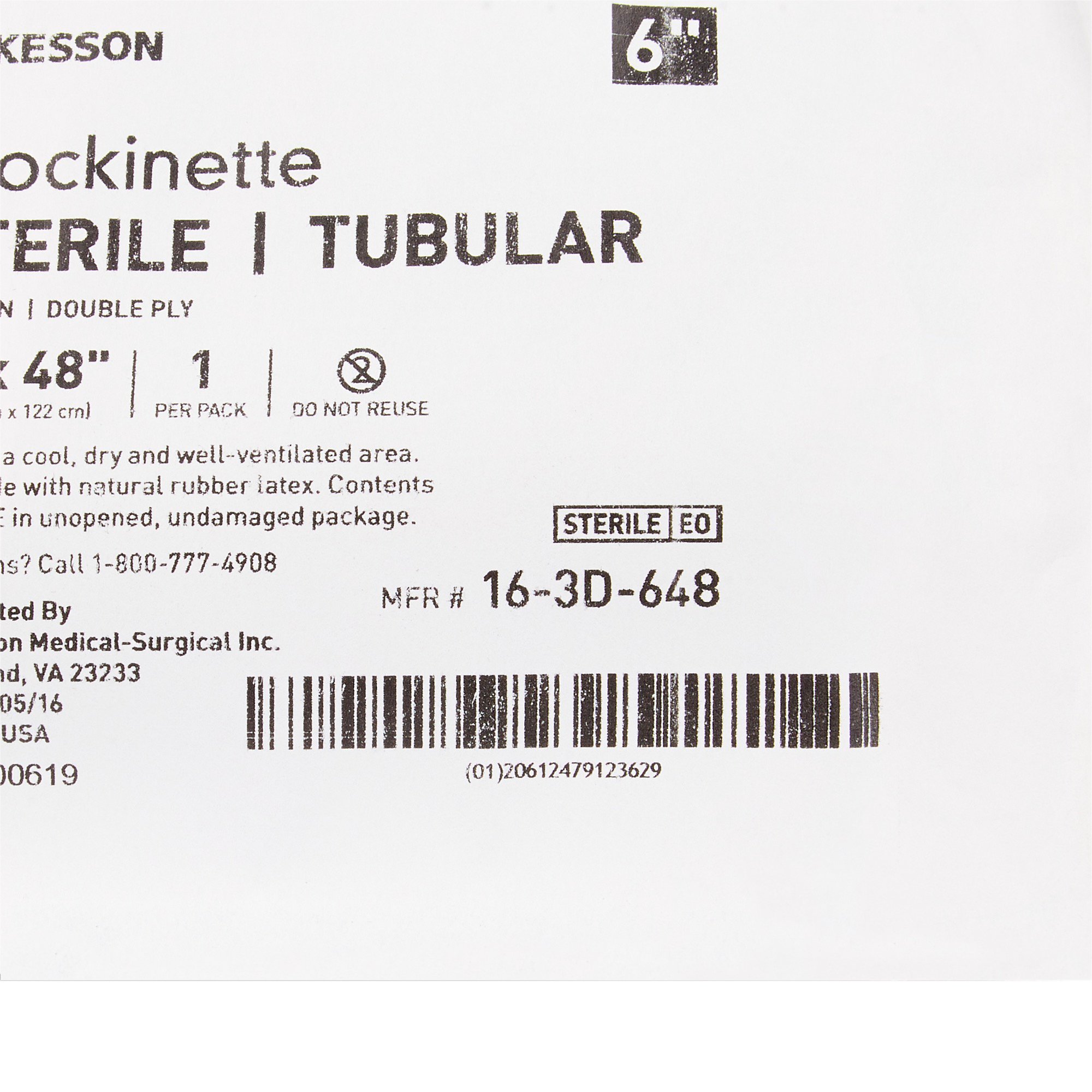 McKesson Brand 16-3D-648 - McKesson Beige Cotton Tubular Stockinette, 6 x 48 Inch - 1/Each, 18/Case