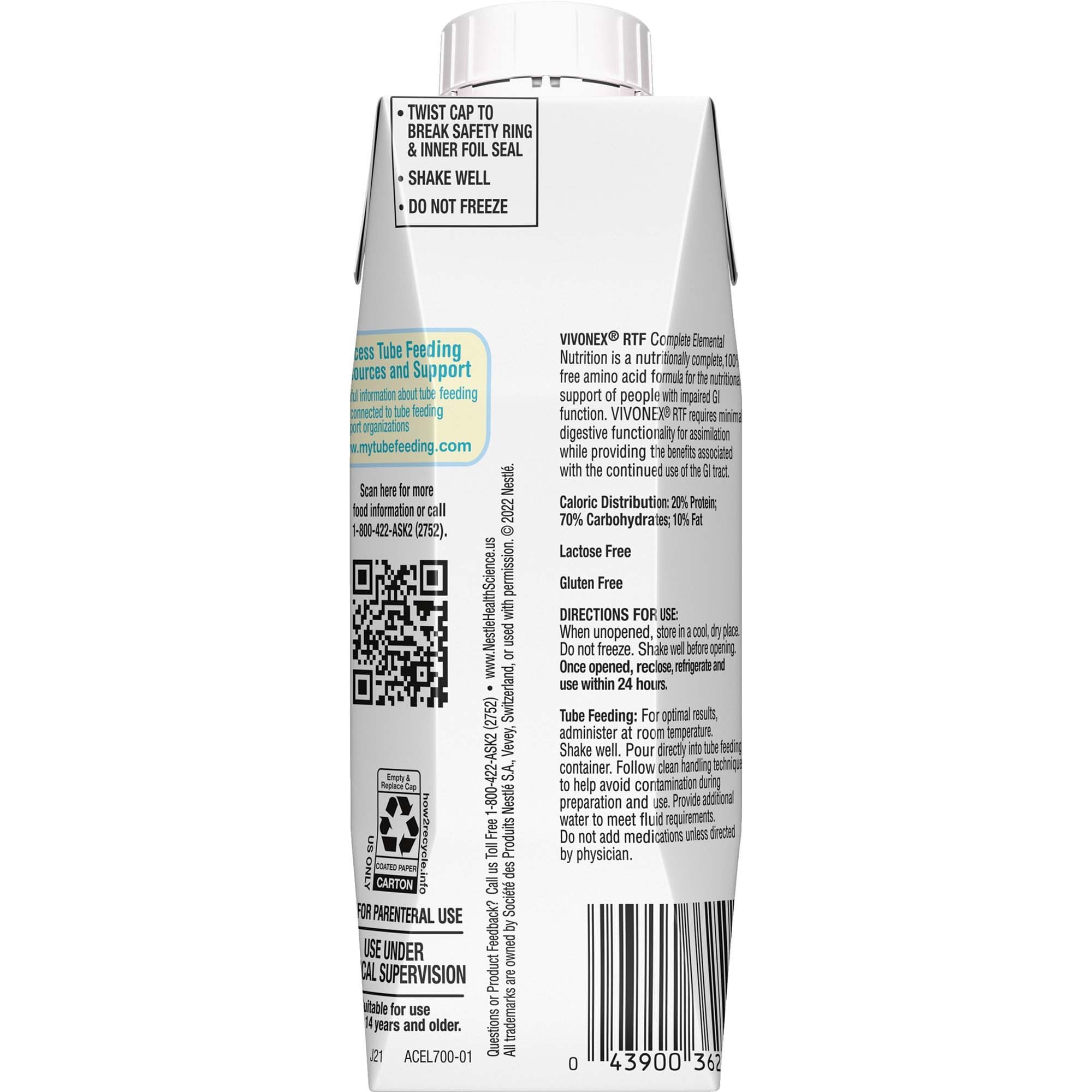 Vivonex RTF Tube Feeding Formula 10043900362509 by Nestle Healthcare Nutrition
