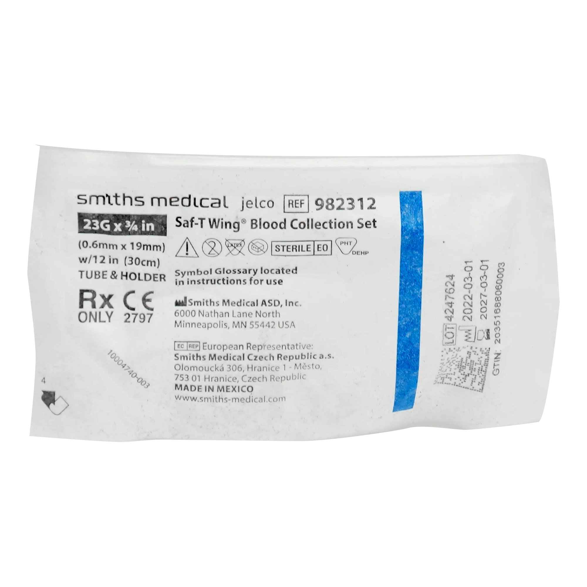 ICU Medical FKA Smiths Medical - 982312 Saf-T Wing® Blood Collection Set with Holder