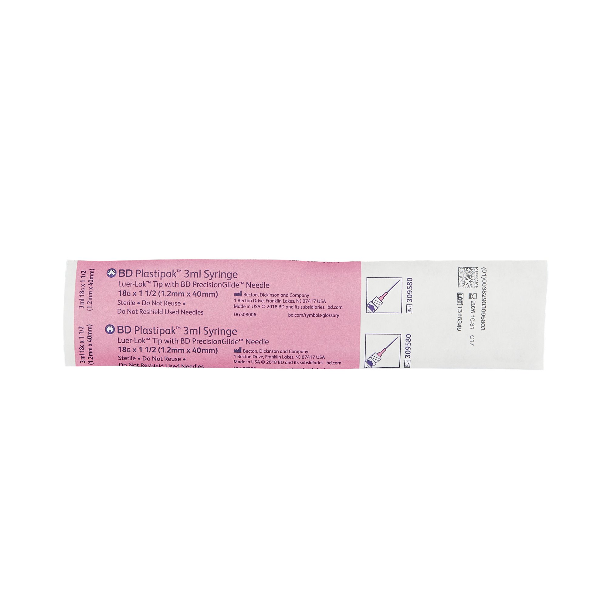 BD - 309580 PrecisionGlide™ Syringe with Hypodermic Needle