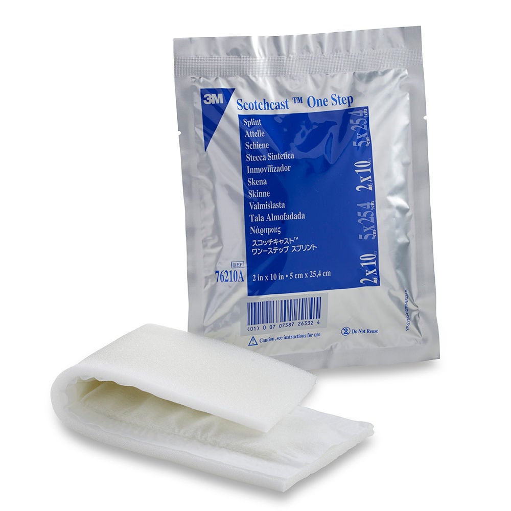 Solventum US LLC - 76210A Padded Precut Splint 3M™ Scotchcast™ One-Step 2 X 10 Inch Fiberglass / Foam White