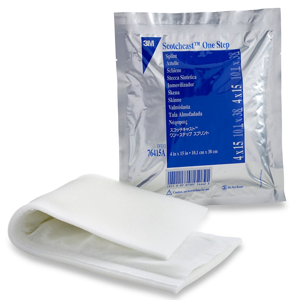 Solventum US LLC - 76415A Padded Precut Splint 3M™ Scotchcast™ One-Step 4 X 15 Inch Fiberglass / Foam White