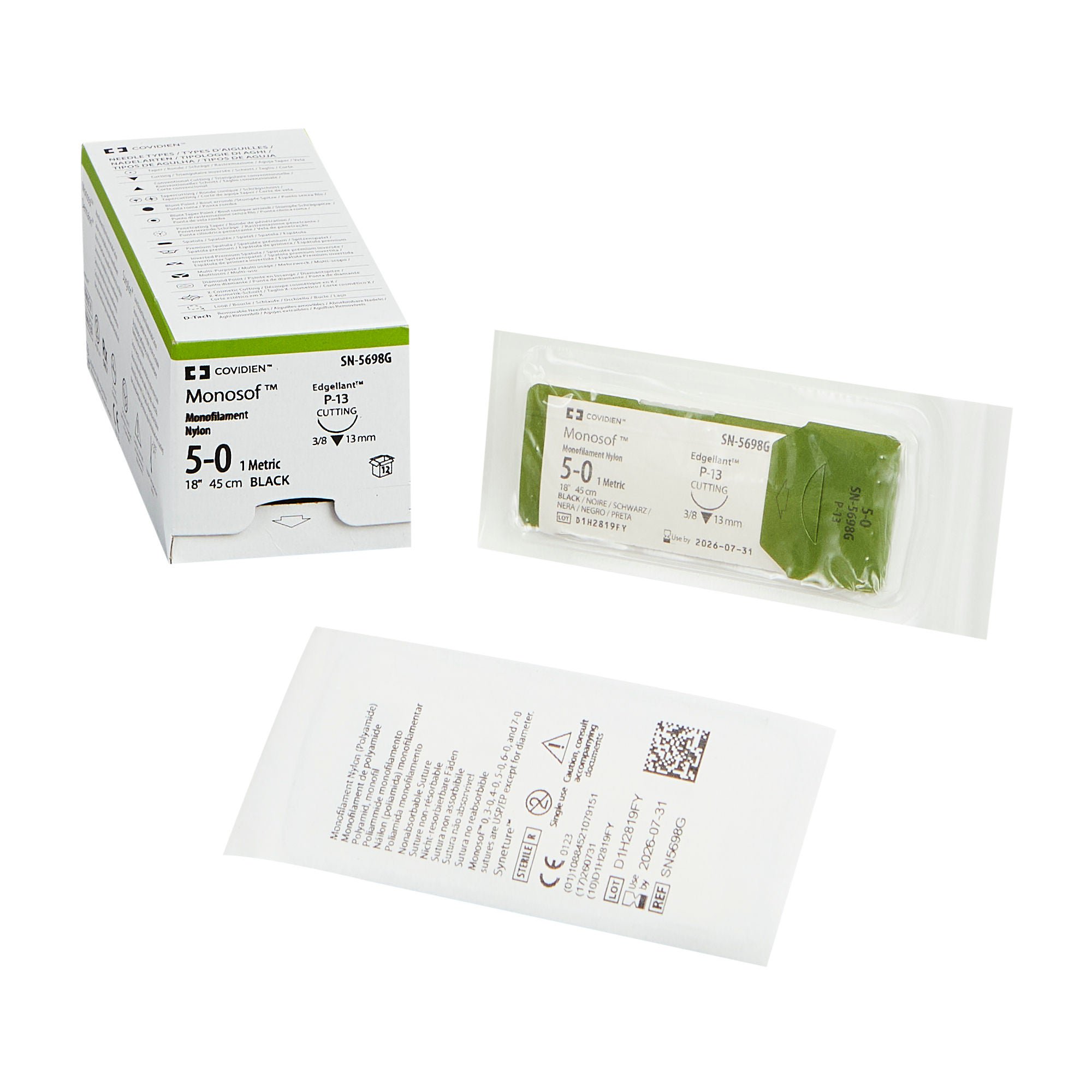 Covidien - SN-5698G Monosof™ Dermalon™ Suture with Needle
