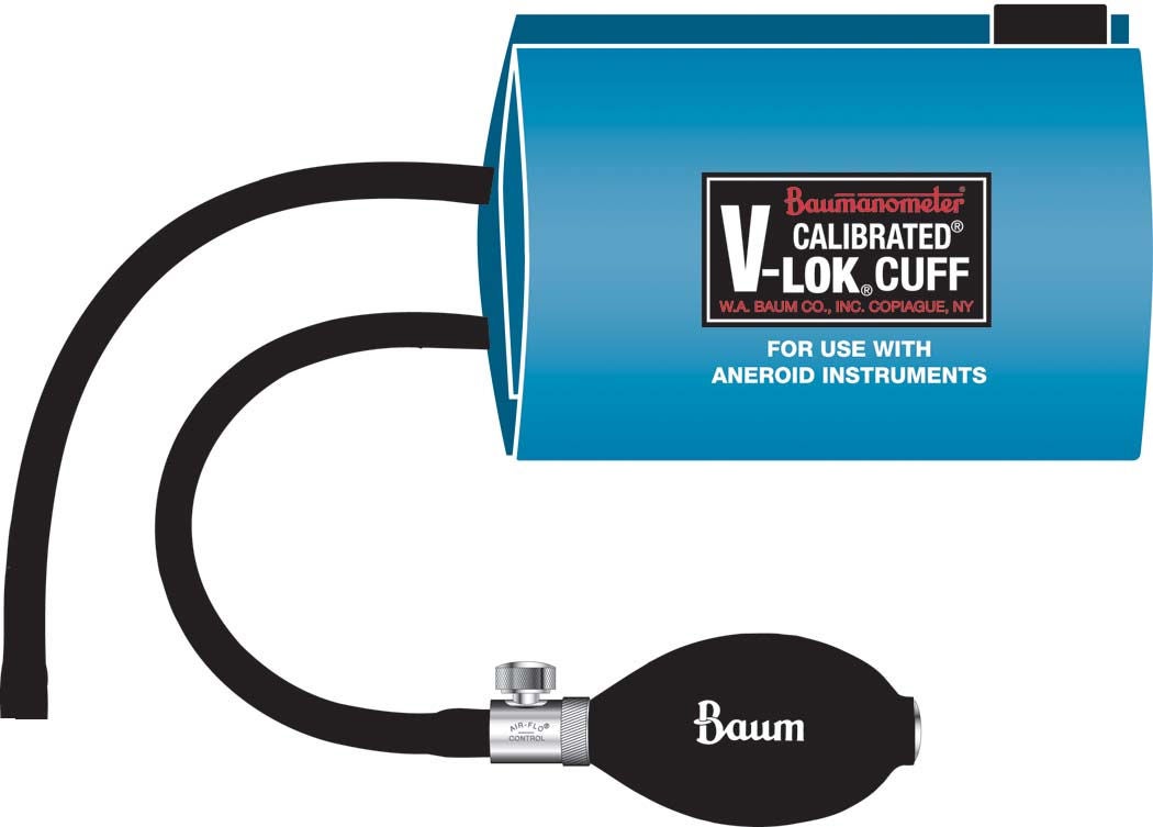 W.A. Baum - 1825AC Reusable Blood Pressure Cuff and Bulb Calibrated® V-Lok® 33 to 47 cm Arm Polyester Fabric Cuff Large Adult Cuff