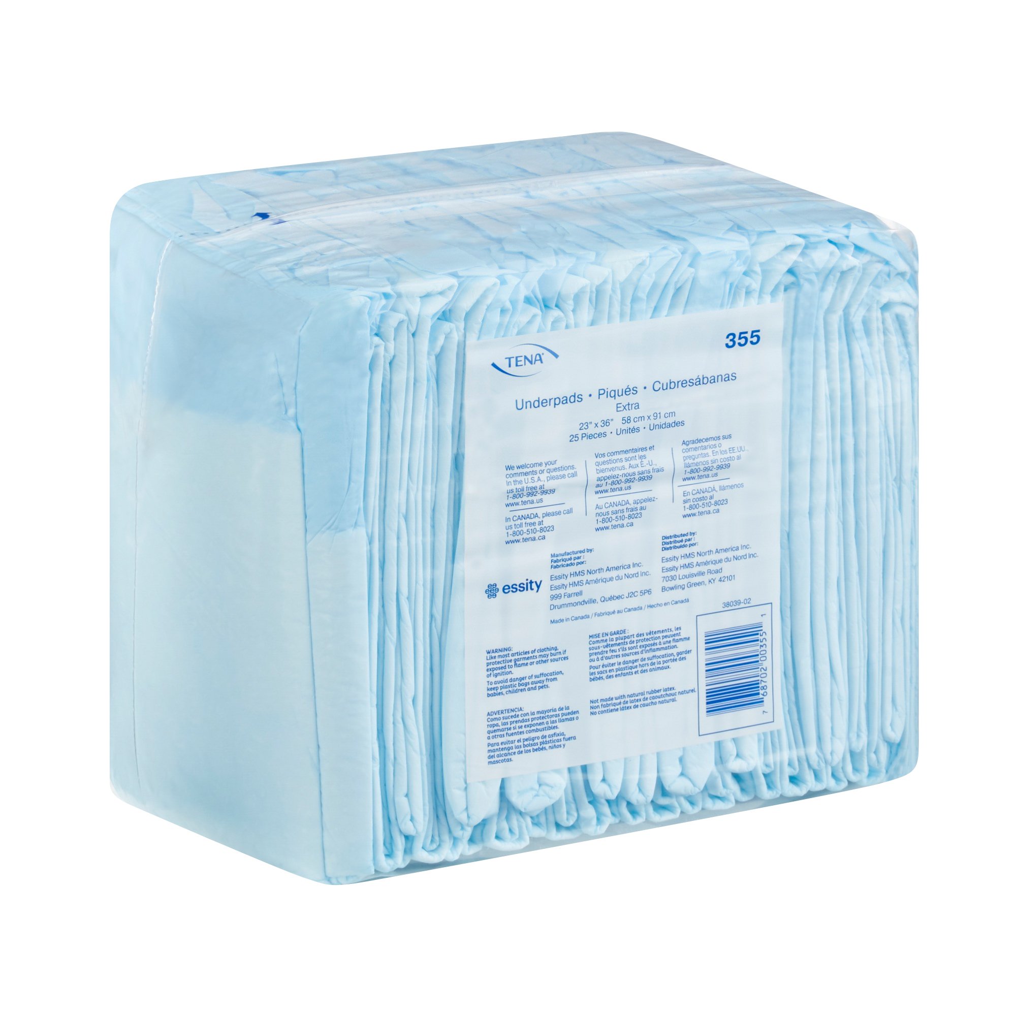 Essity HMS North America Inc 355 - Tena® Extra Absorbent Underpad, 23 x 36 Inch - 25/Bag, 150/Case