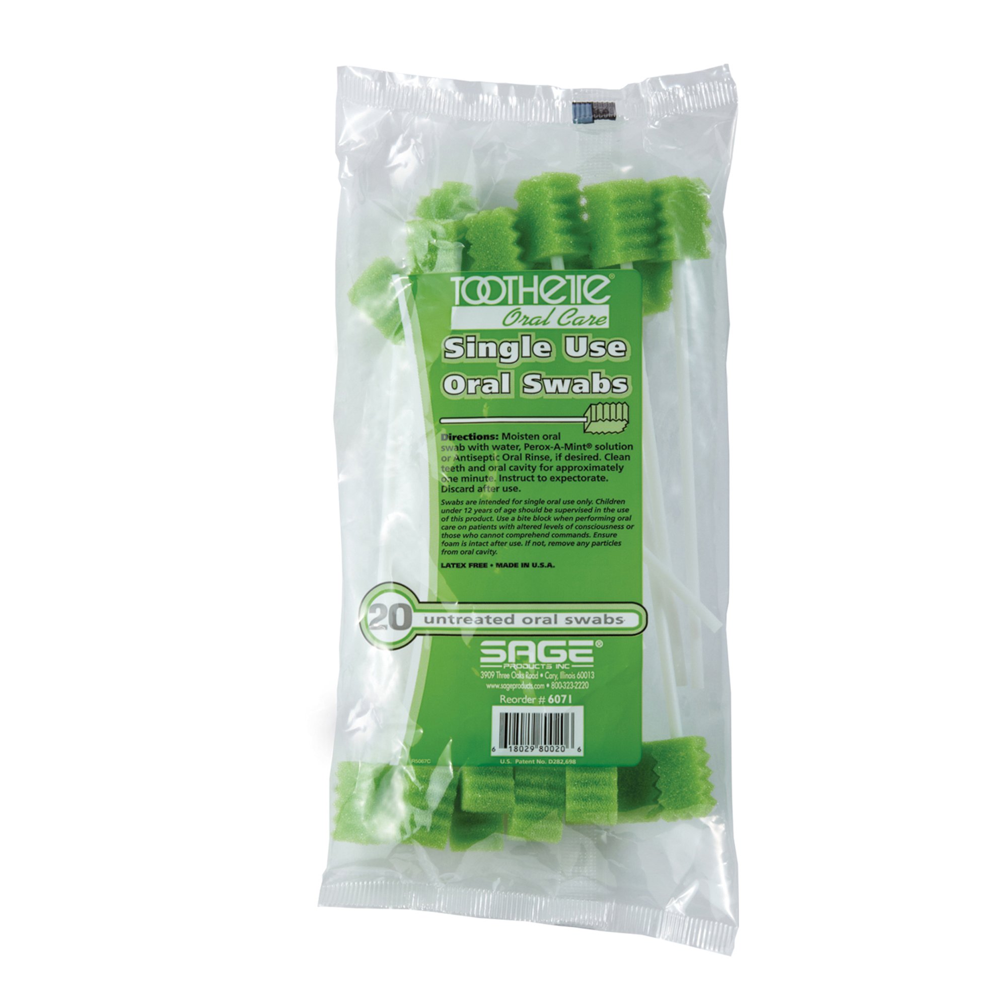 Sage Products - 6071 Toothette Plus Oral Swabsticks Foam Tip Untreated