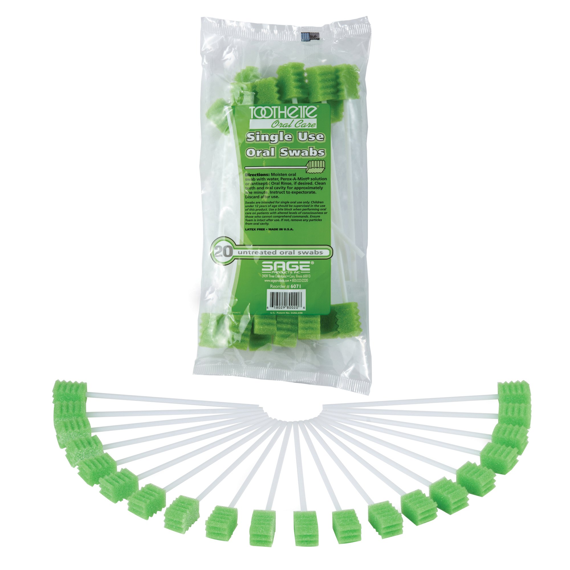 Sage Products - 6071 Toothette Plus Oral Swabsticks Foam Tip Untreated