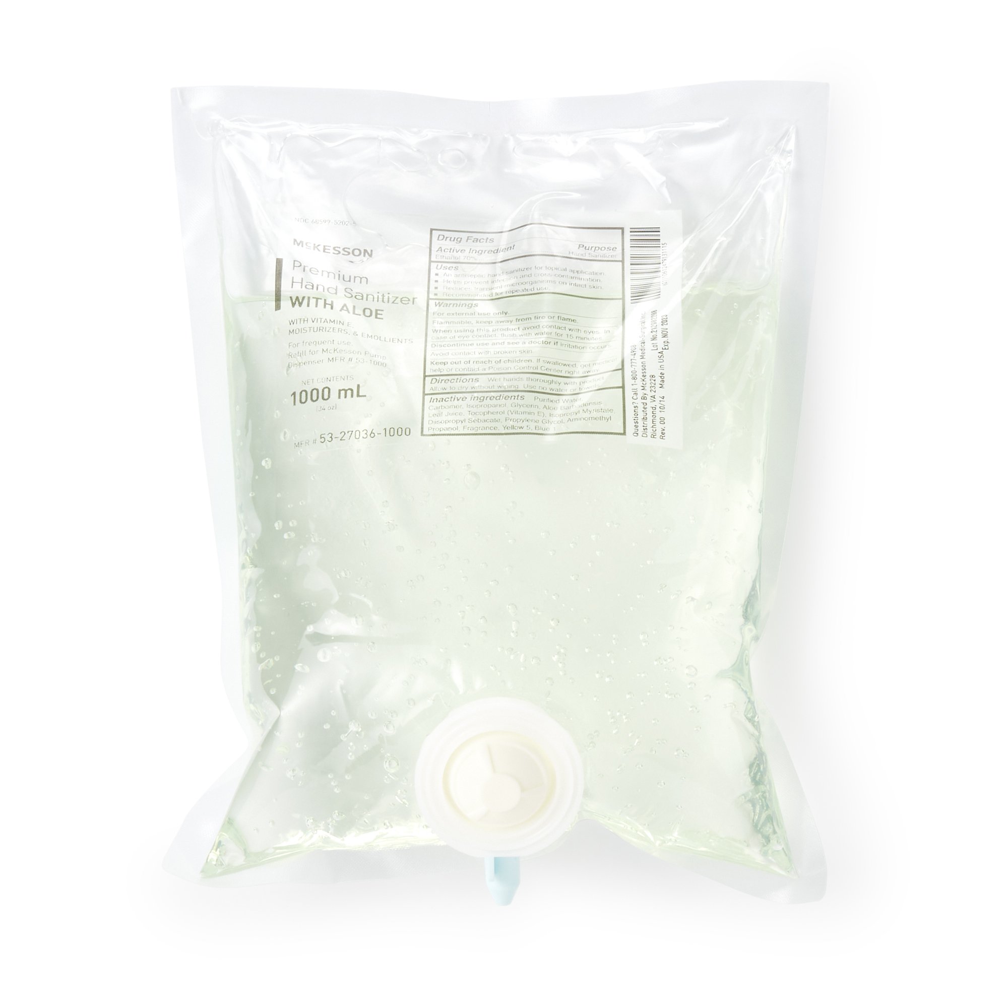 McKesson Brand - 53-27036-1000 McKesson Gel Hand Sanitizer with Aloe 1000 mL