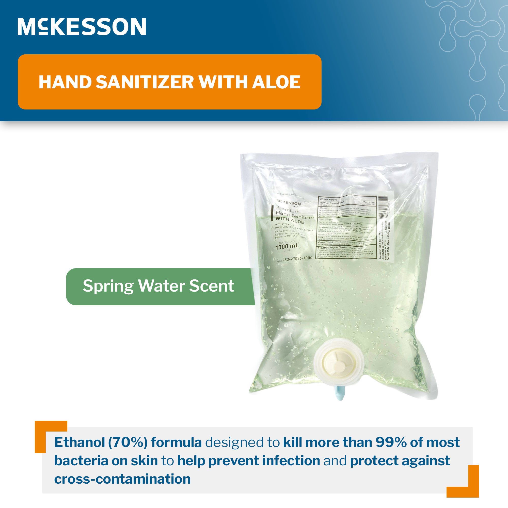 McKesson Brand - 53-27036-1000 McKesson Gel Hand Sanitizer with Aloe 1000 mL