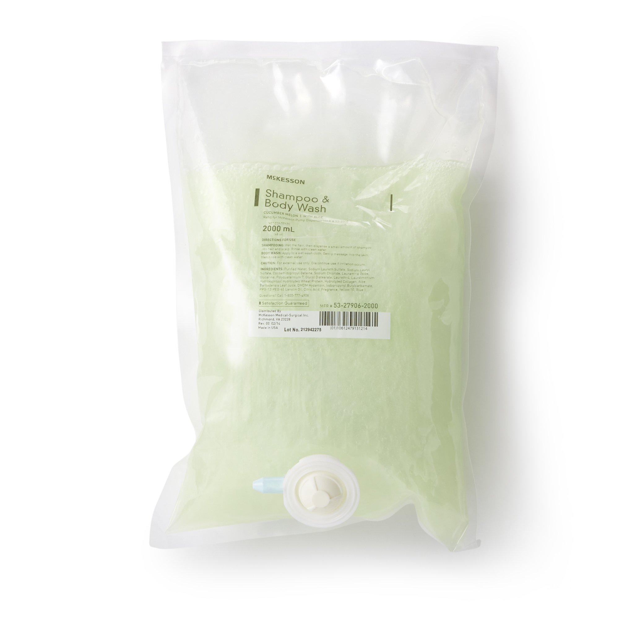 McKesson Brand 53-27906-2000 - McKesson Shampoo and Body Wash Dispenser Refill Bag 2000 mL, Cucumber Melon - 1/Each, 4/Case