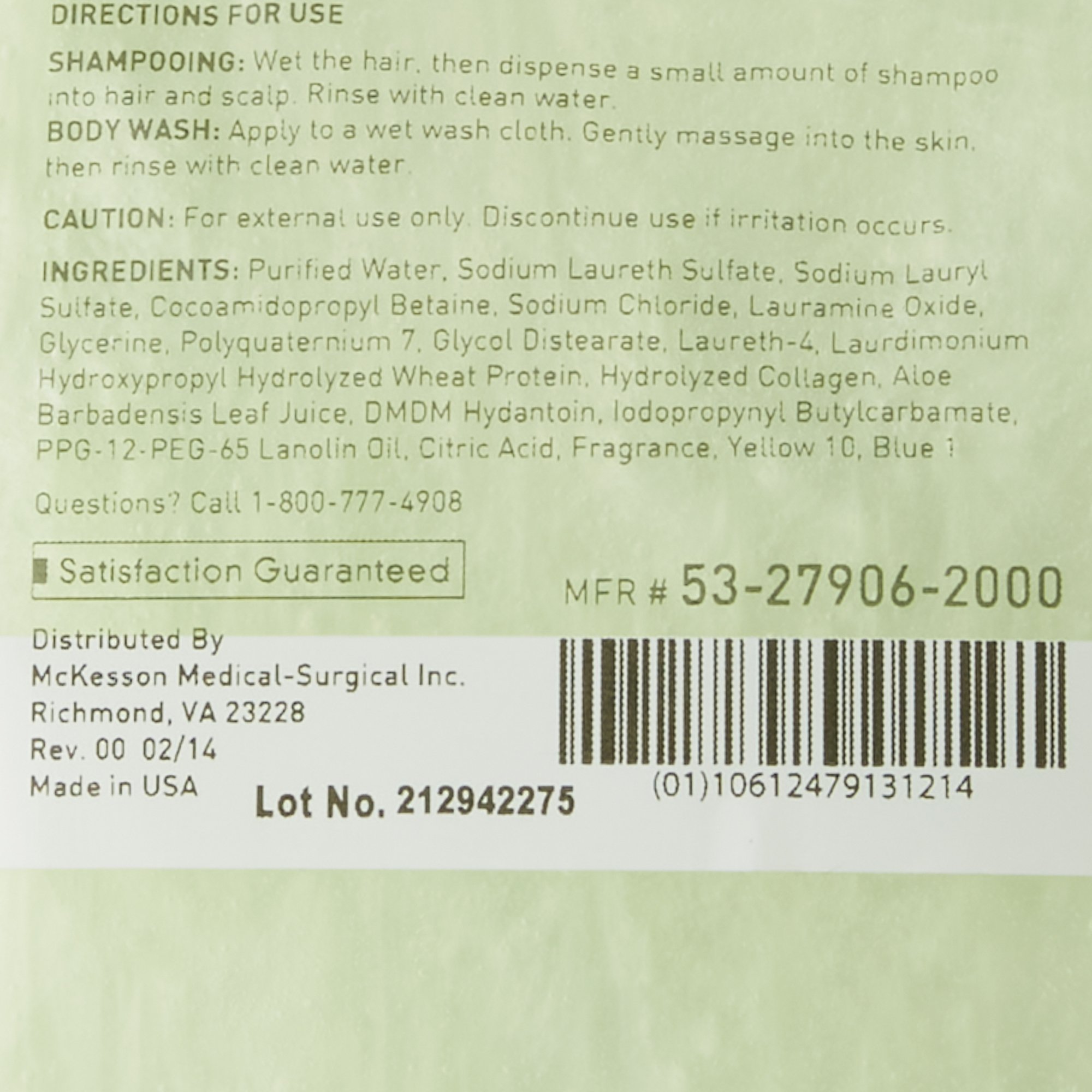 McKesson Brand 53-27906-2000 - McKesson Shampoo and Body Wash Dispenser Refill Bag 2000 mL, Cucumber Melon - 1/Each, 4/Case