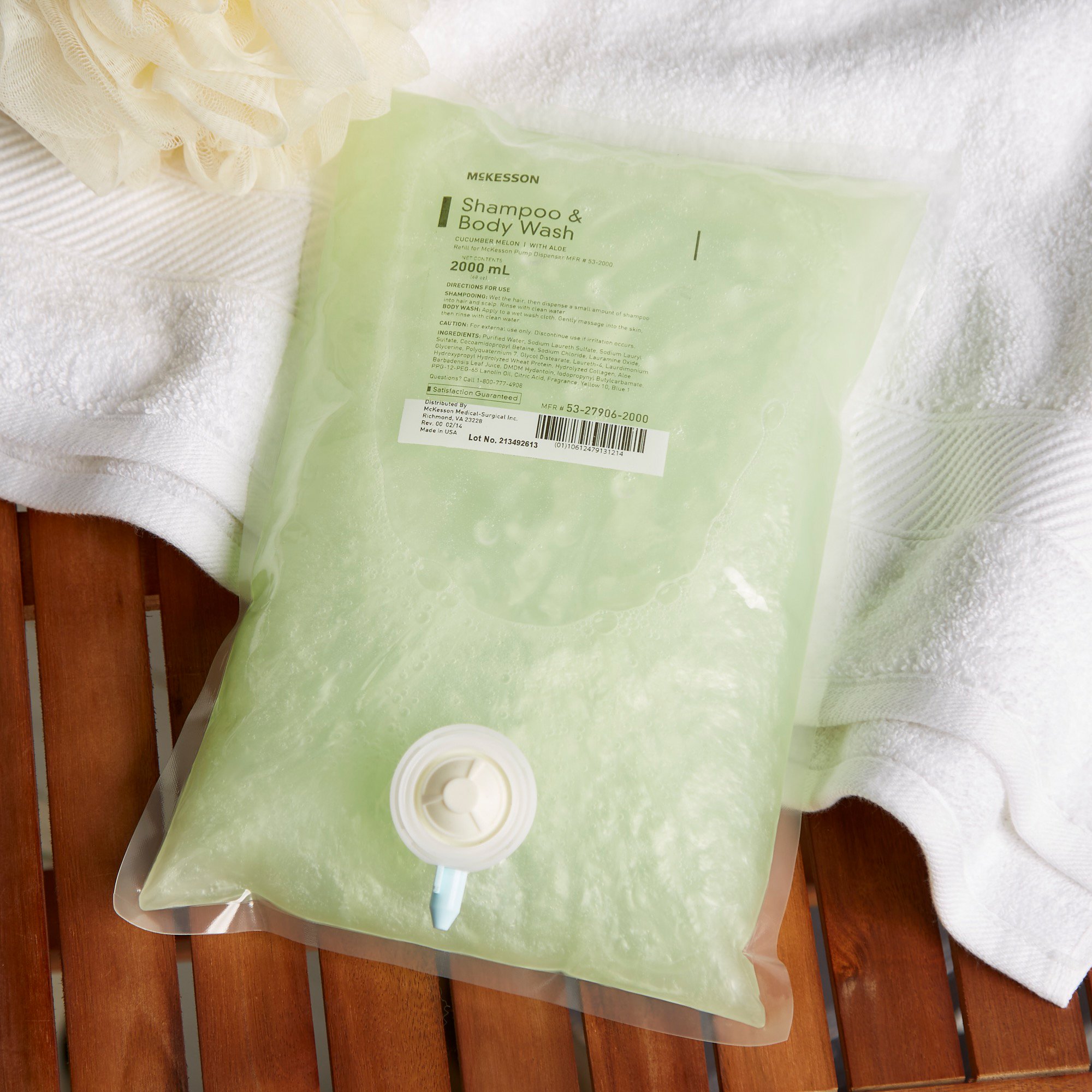 McKesson Brand 53-27906-2000 - McKesson Shampoo and Body Wash Dispenser Refill Bag 2000 mL, Cucumber Melon - 1/Each, 4/Case