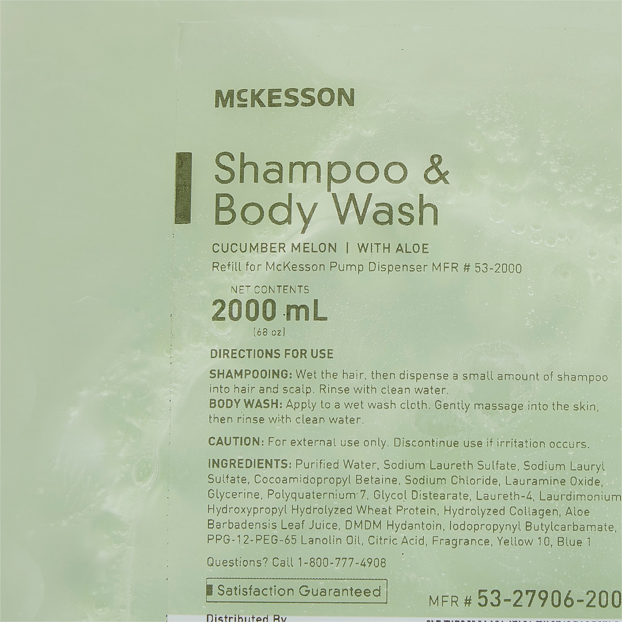 McKesson Brand 53-27906-2000 - McKesson Shampoo and Body Wash Dispenser Refill Bag 2000 mL, Cucumber Melon - 1/Each, 4/Case