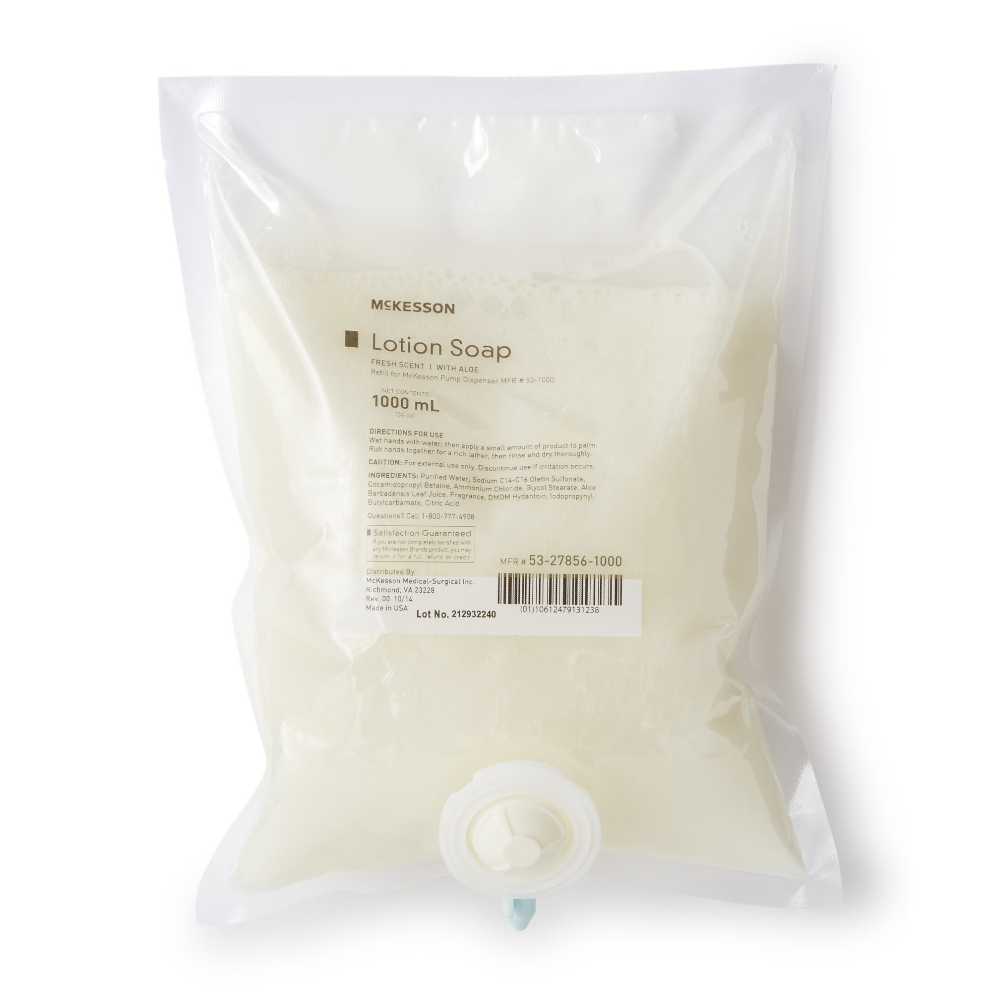 McKesson Brand 53-27856-1000 - McKesson Lotion Soap, 1,000 mL Refill Bag, Fresh Scent - 1/Each, 10/Case